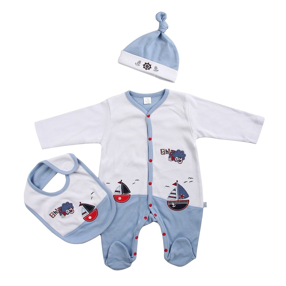 Funnababy Marine Tulum Şapka Önlük Mavi 0  3 Ay Mavi