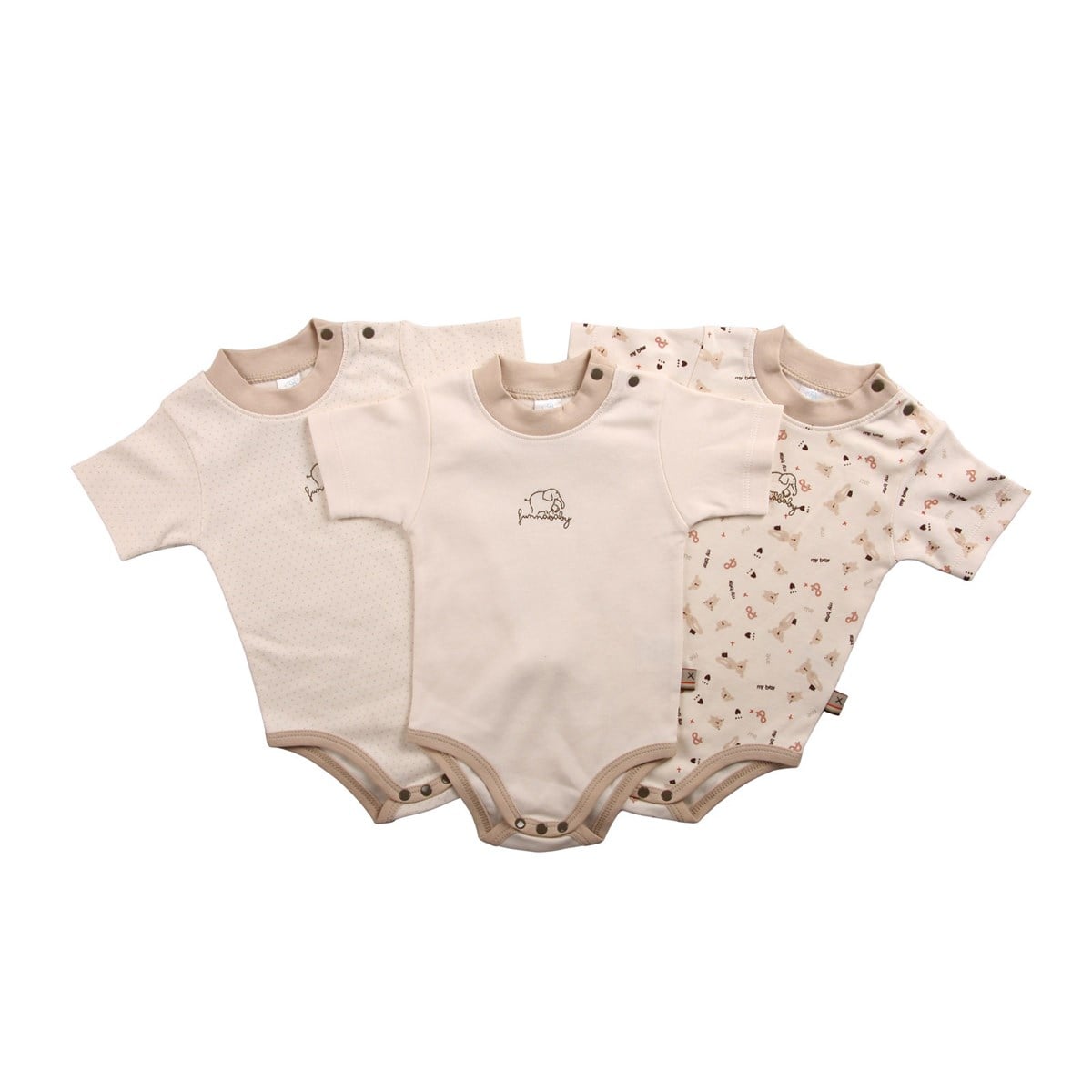 Funnababy My Bear Kısa Kollu Body Ekru 0-3 Ay Ekru