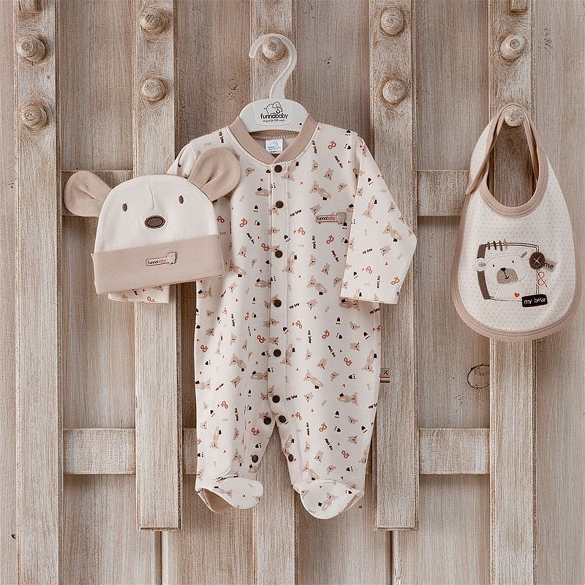 Funnababy My Bear Tulum Şapka Önlük Ekru