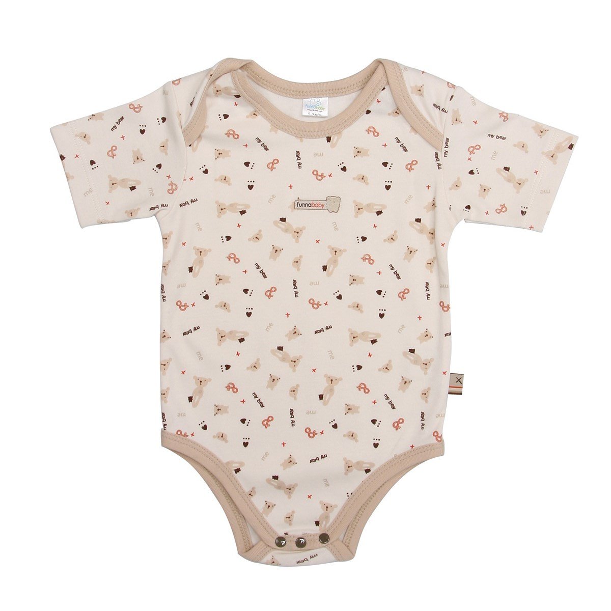 Funnababy My Bear Zarf Yaka Kısa Kollu Body 3`lü Ekru