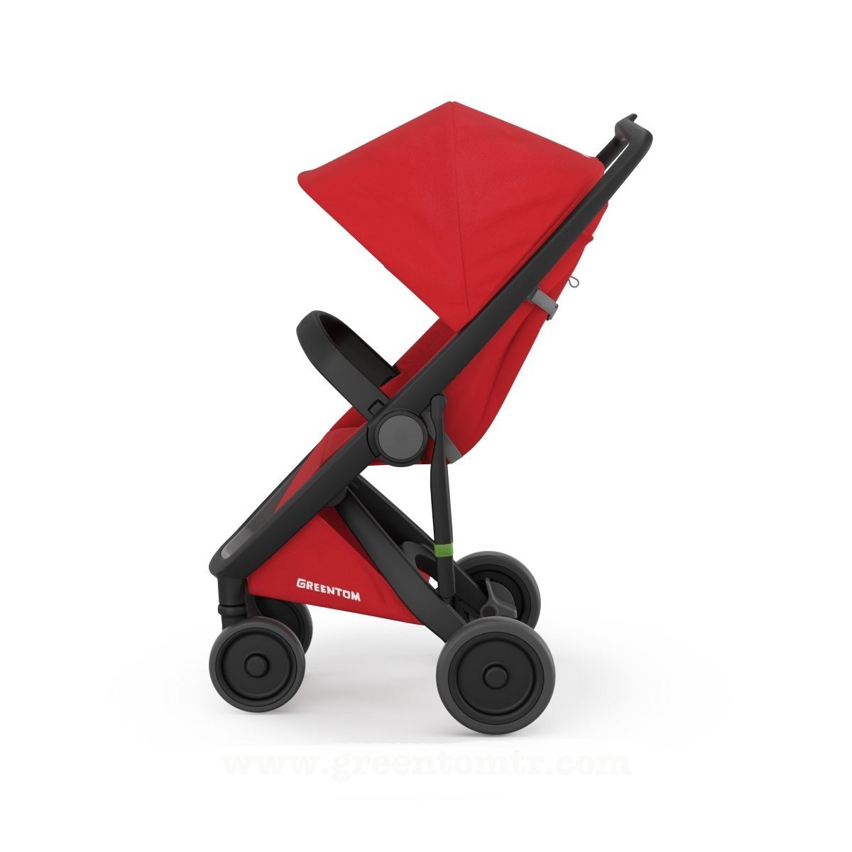 Greentom Classic Bebek Arabası Siyah Kasa Kırmızı Kumaş Seti