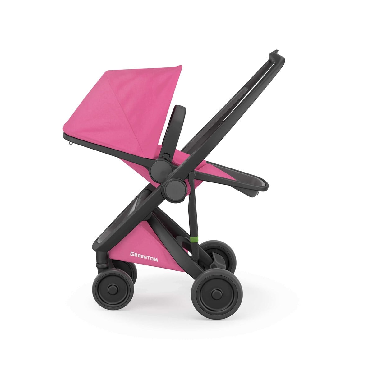 Greentom Reversible Çift Yönlü Bebek Arabası Siyah Kasa Pembe