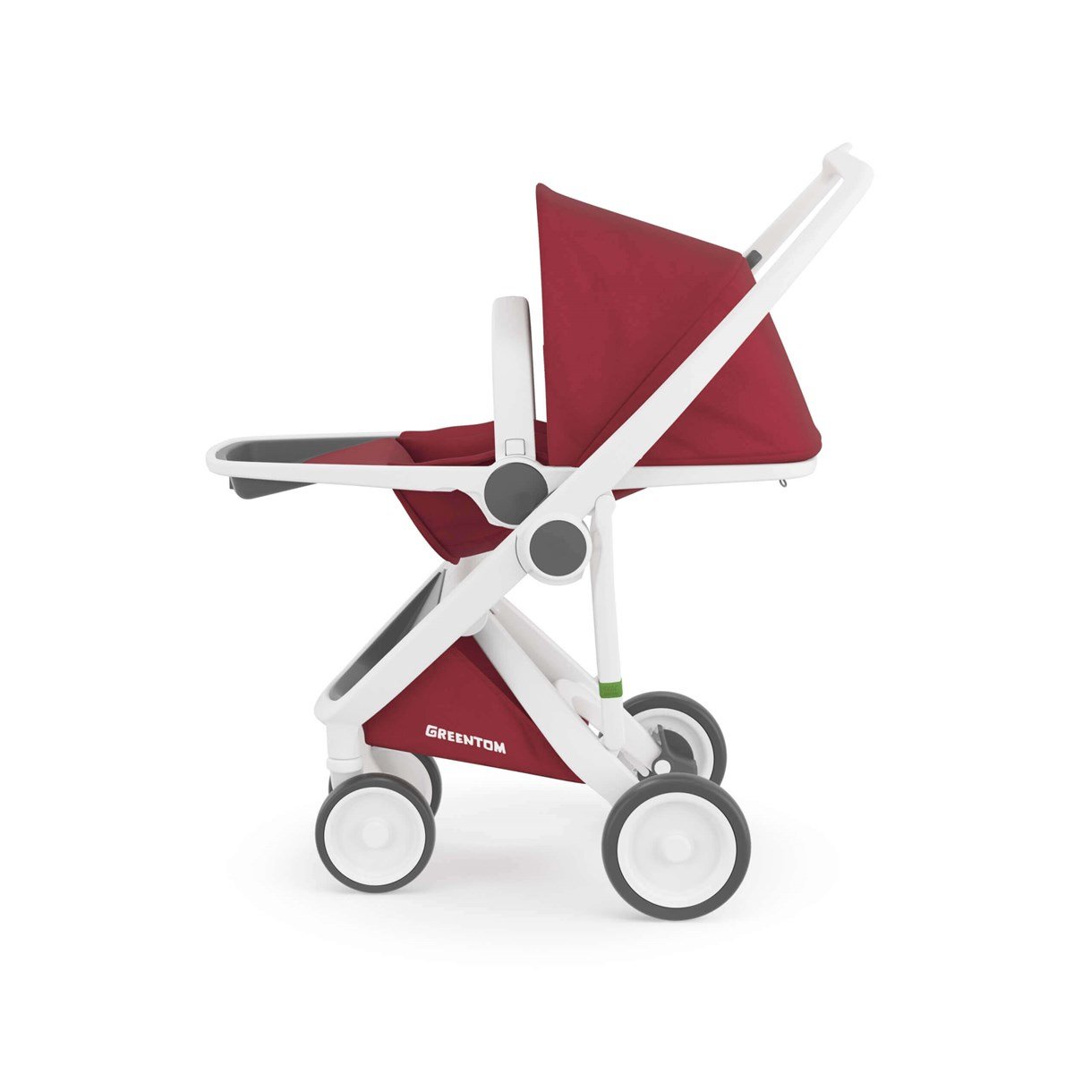 Greentom Reversible Çift Yönlü Bebek Arabası Beyaz Kasa Çilek