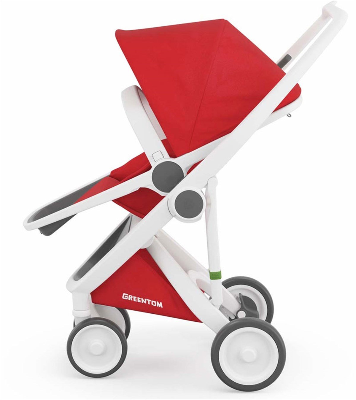 Greentom Reversible Çift Yönlü Bebek Arabası Beyaz Kasa Kırmızı