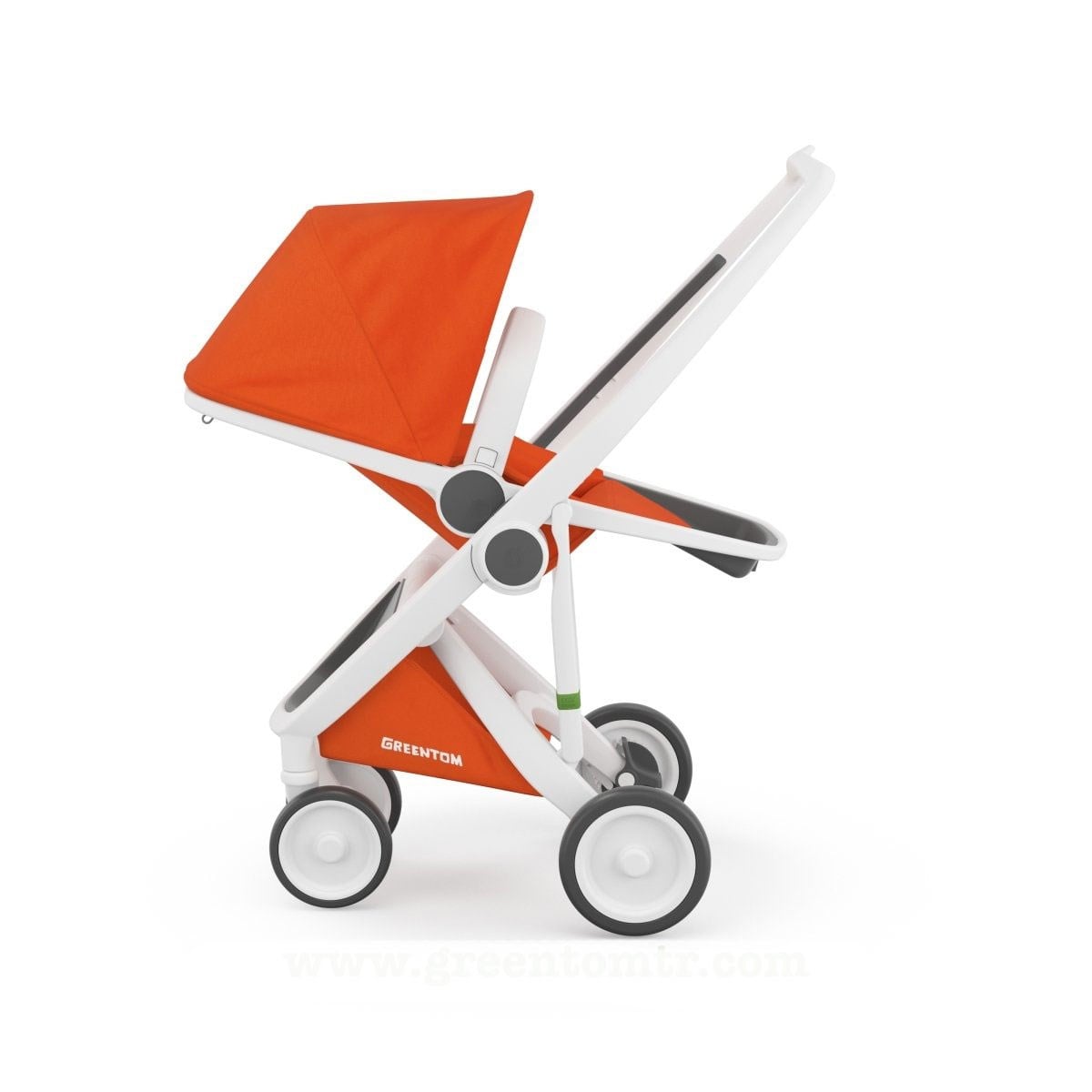 Greentom Reversible Çift Yönlü Bebek Arabası Beyaz Kasa Turuncu
