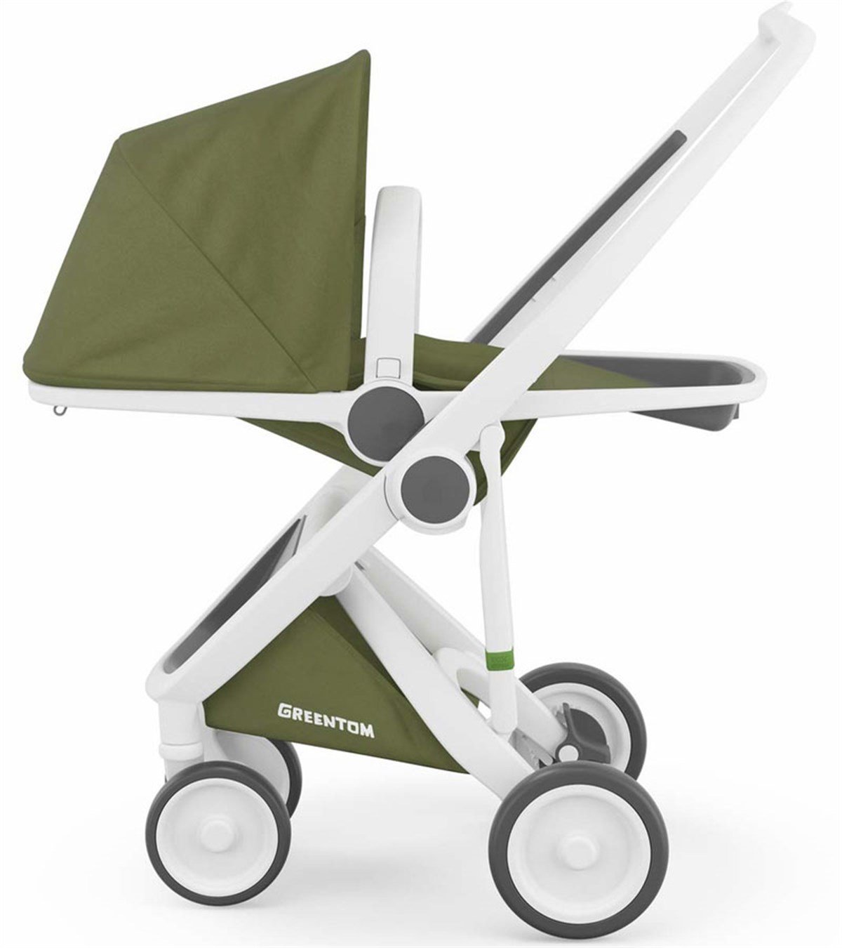 Greentom Reversible Çift Yönlü Bebek Arabası Beyaz Kasa Haki