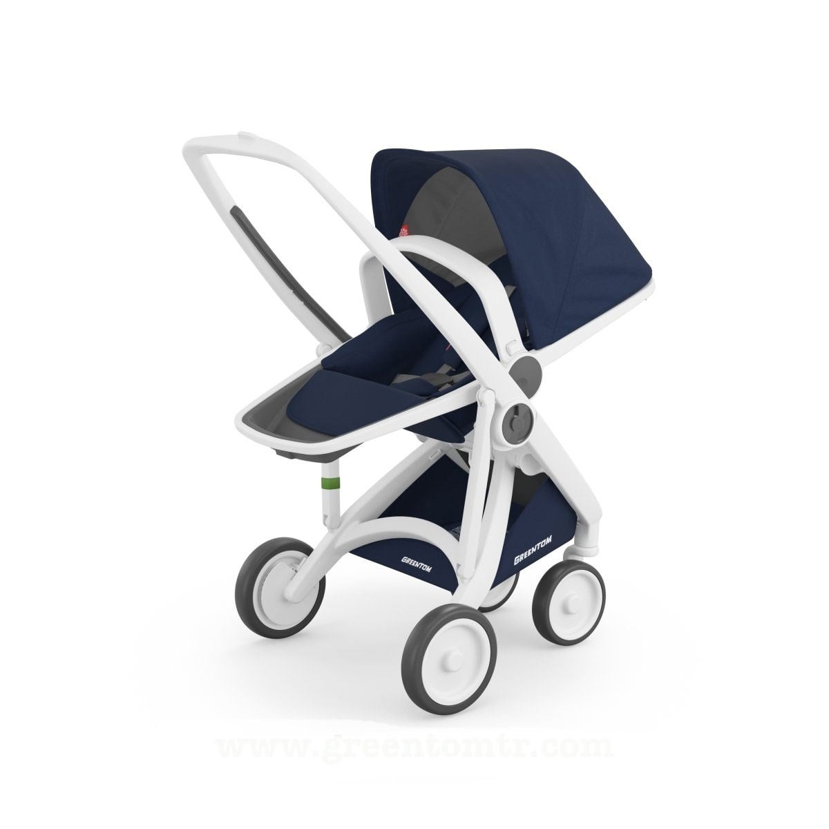 Greentom Reversible Çift Yönlü Bebek Arabası Beyaz Kasa Lacivert