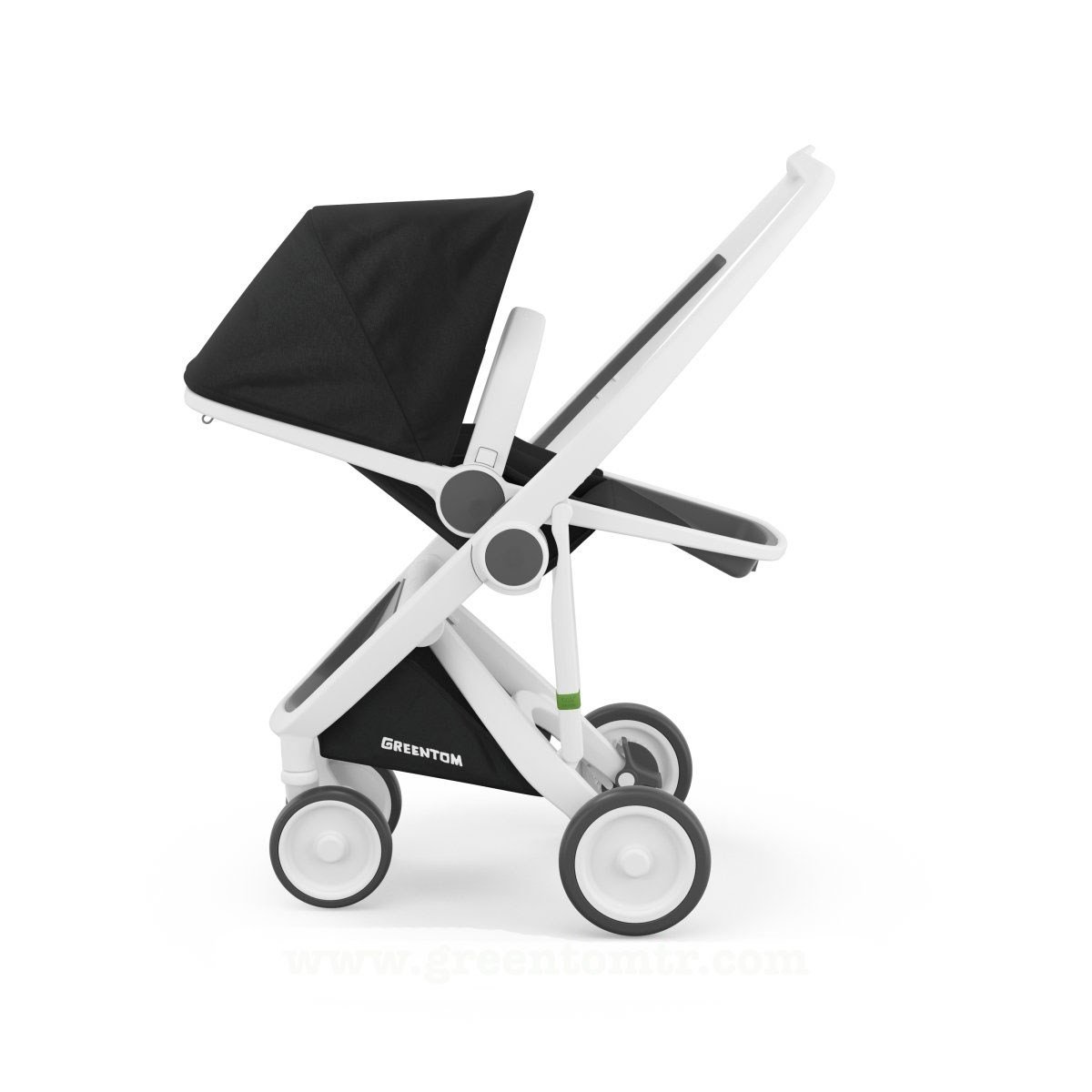Greentom Reversible Çift Yönlü Bebek Arabası Beyaz Kasa Siyah