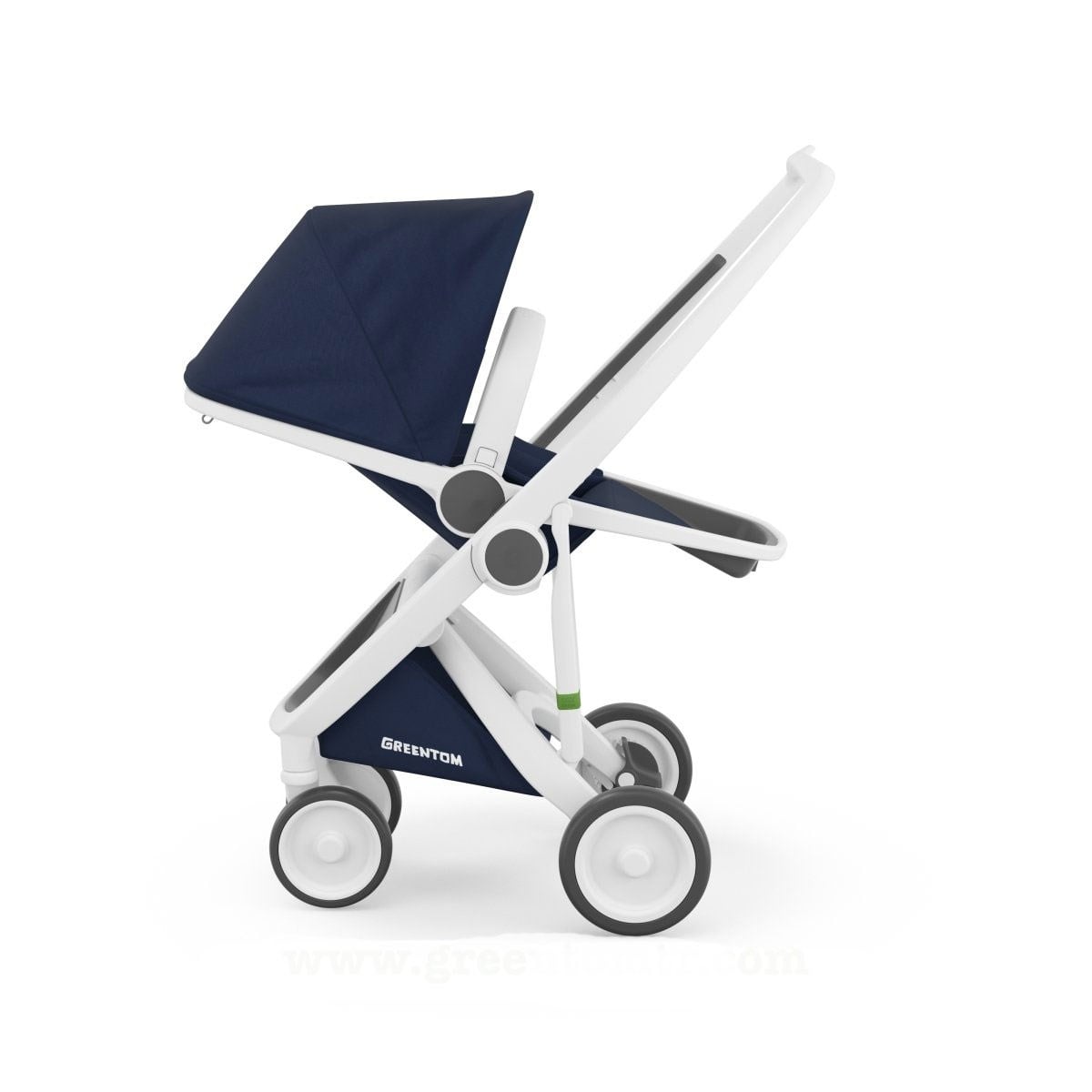 Greentom Reversible Çift Yönlü Bebek Arabası Beyaz Kasa Lacivert