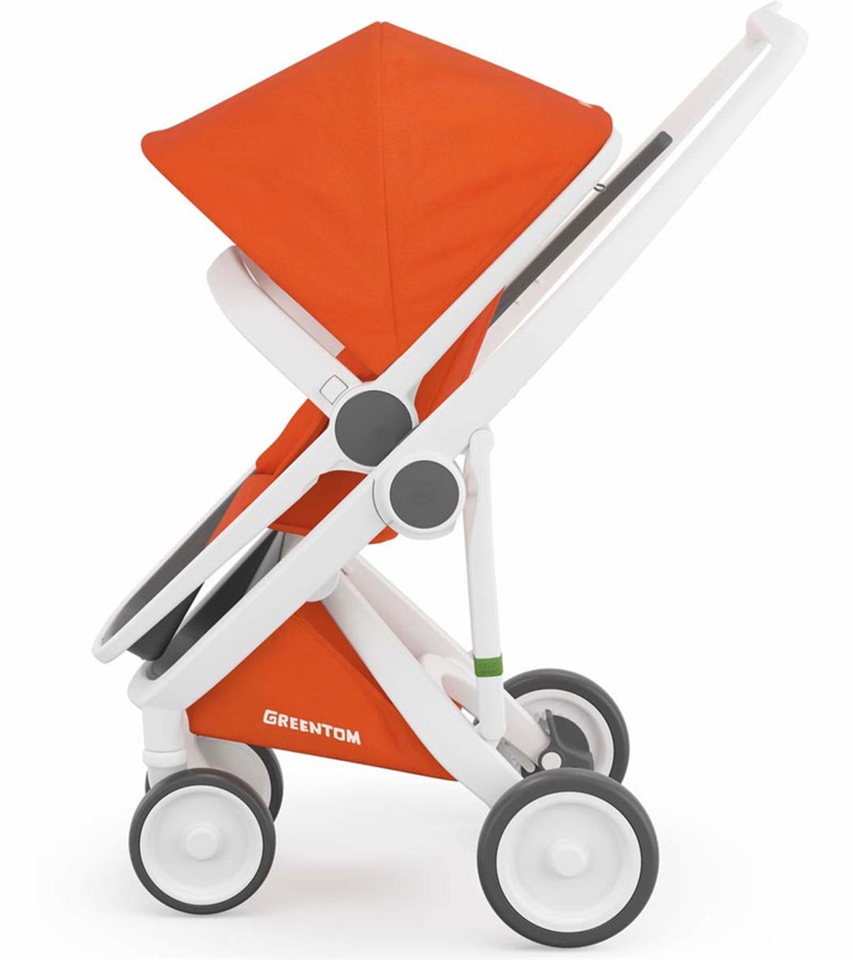 Greentom Reversible Çift Yönlü Bebek Arabası Beyaz Kasa Turuncu