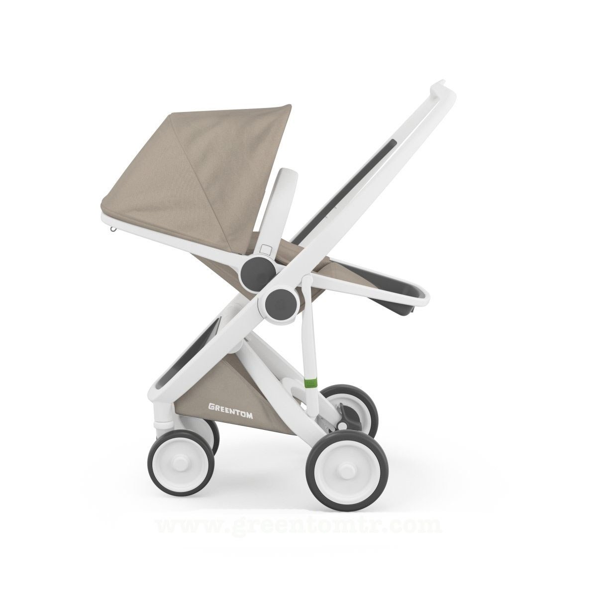 Greentom Reversible Çift Yönlü Bebek Arabası Beyaz Kasa Kum