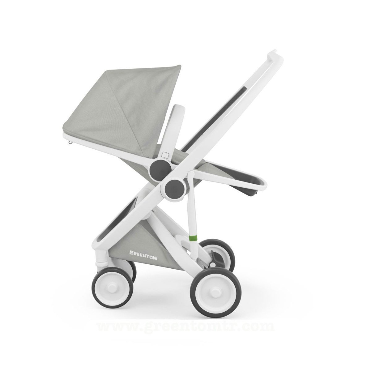 Greentom Reversible Çift Yönlü Bebek Arabası Beyaz Kasa Gri