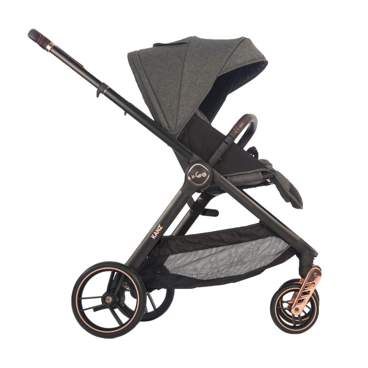Kanz X-Go Çift Yönlü Bebek Arabası Rose Gold Gri