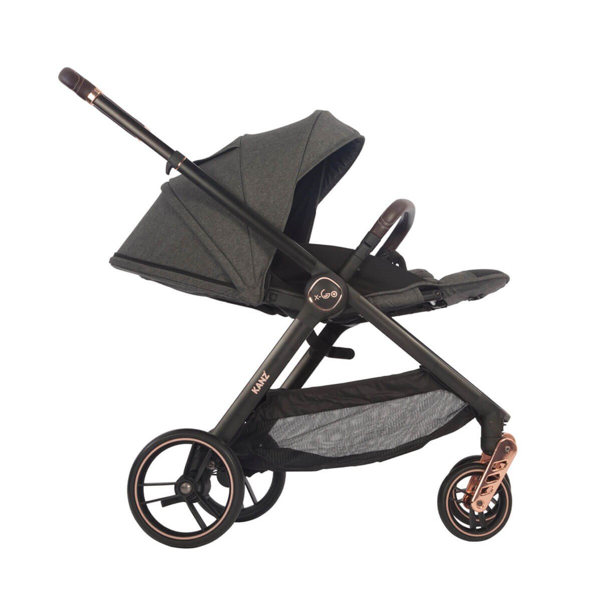 Kanz X-Go Çift Yönlü Bebek Arabası Rose Gold Gri