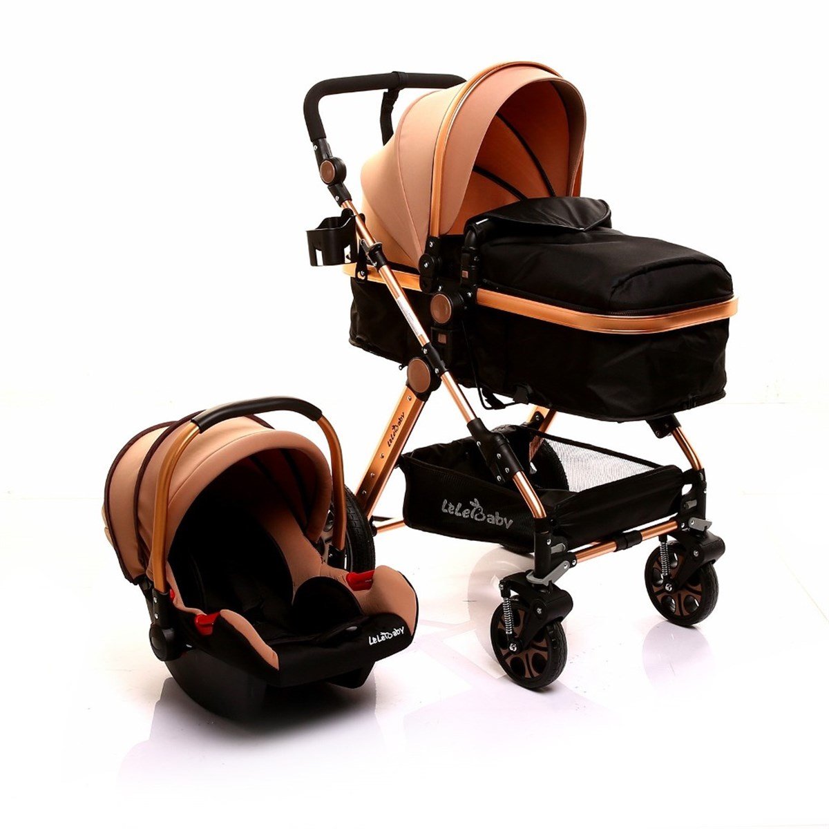LeleBaby Ligou Gold Travel Sistem Bebek Arabası Krem