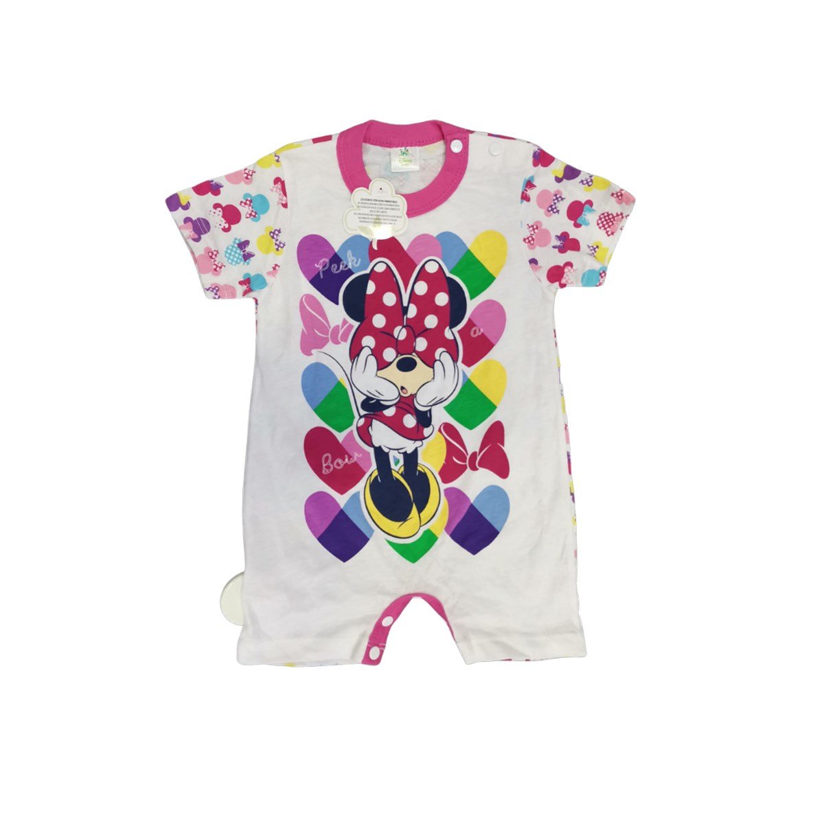 Minnie Mouse Kısa Bebek Tulum Pembe