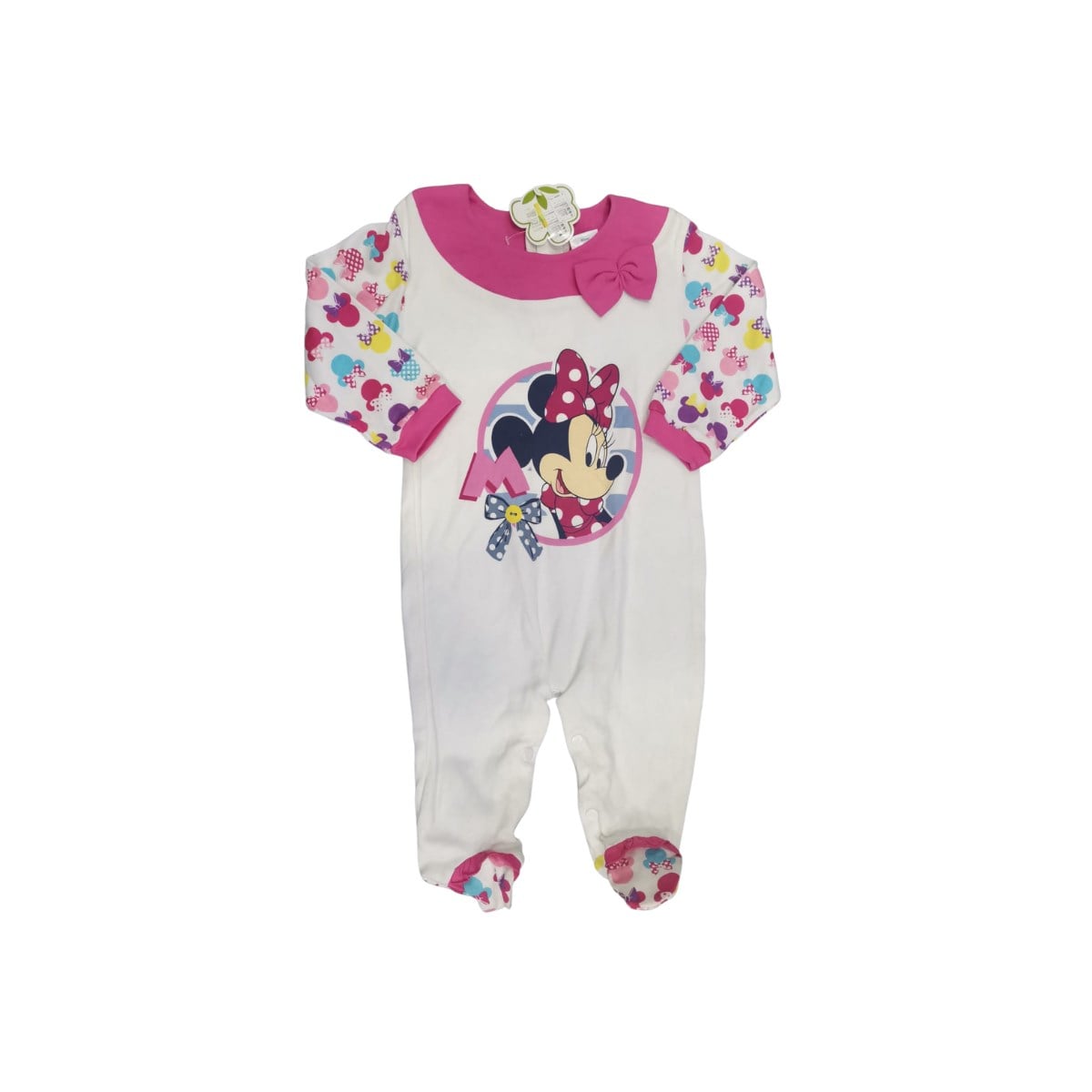 Minnie Mouse Patikli Kız Bebek Tulumu Fuşya