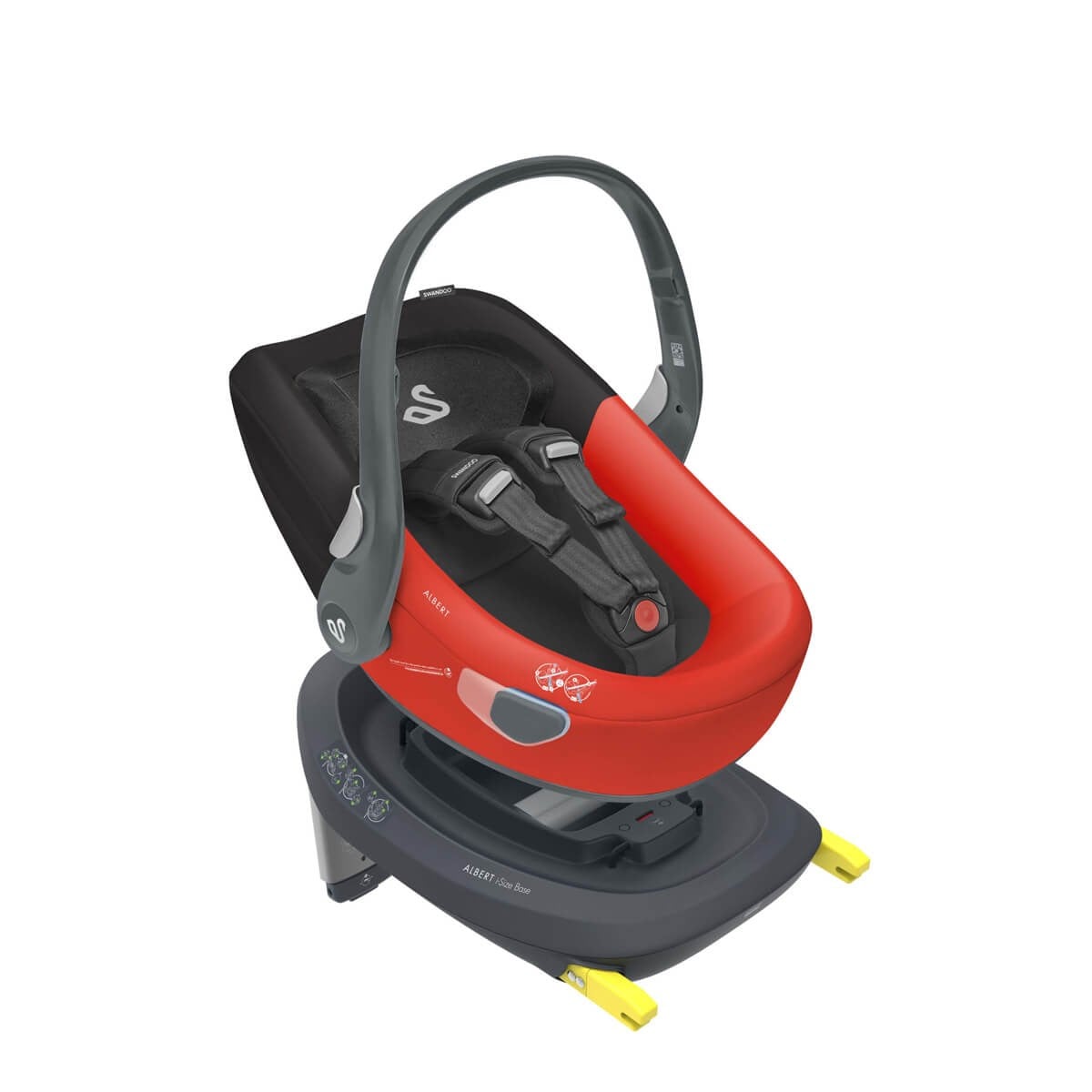 Swandoo Albert I-Size İsofix Bazalı 0-13 Kg Oto Koltuğu Anakucağı Kırmızı Siyah