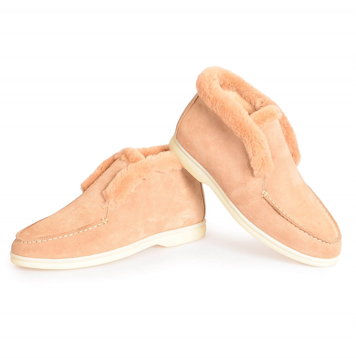 Flower Bej Flower Süet Kürklü Kadın Bot