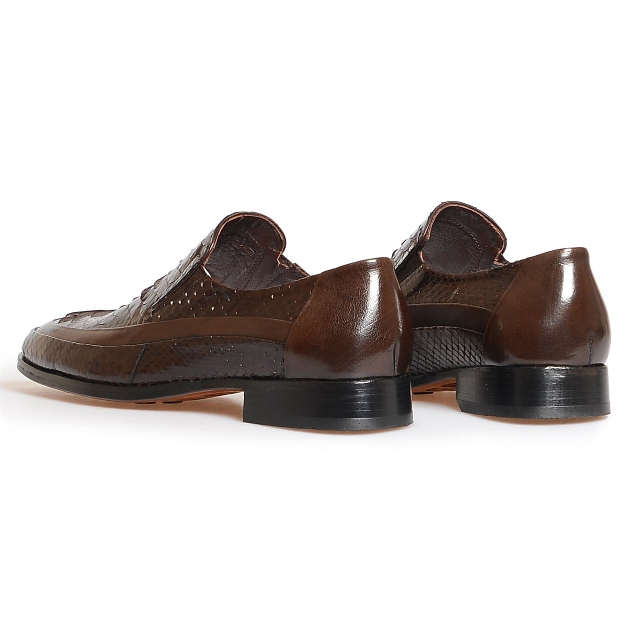 Flower Kahverengi Flower Piton Kahve Klasik Ayakkabı