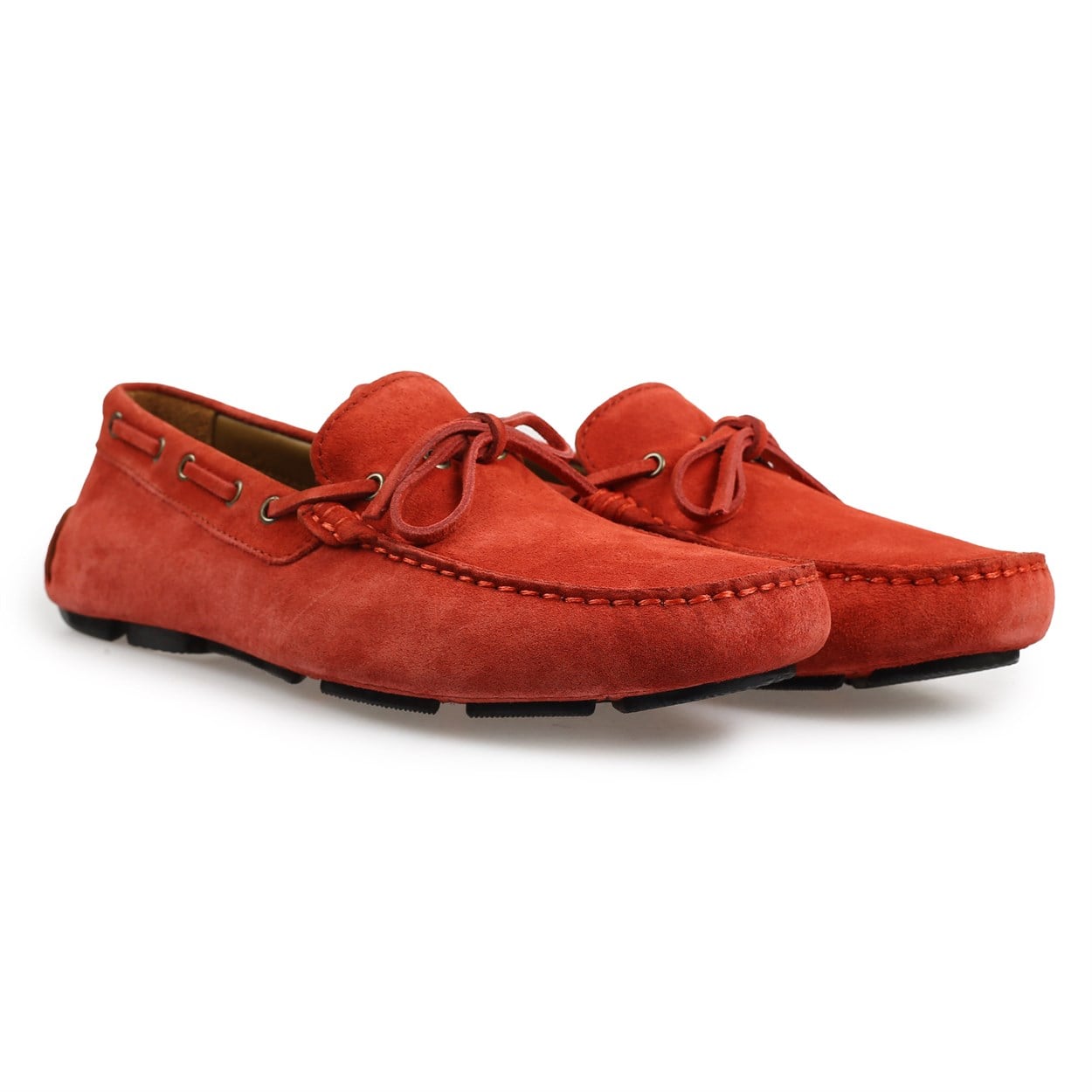 Flower Kırmızı Flower Süet Erkek Loafer Ayakkabı