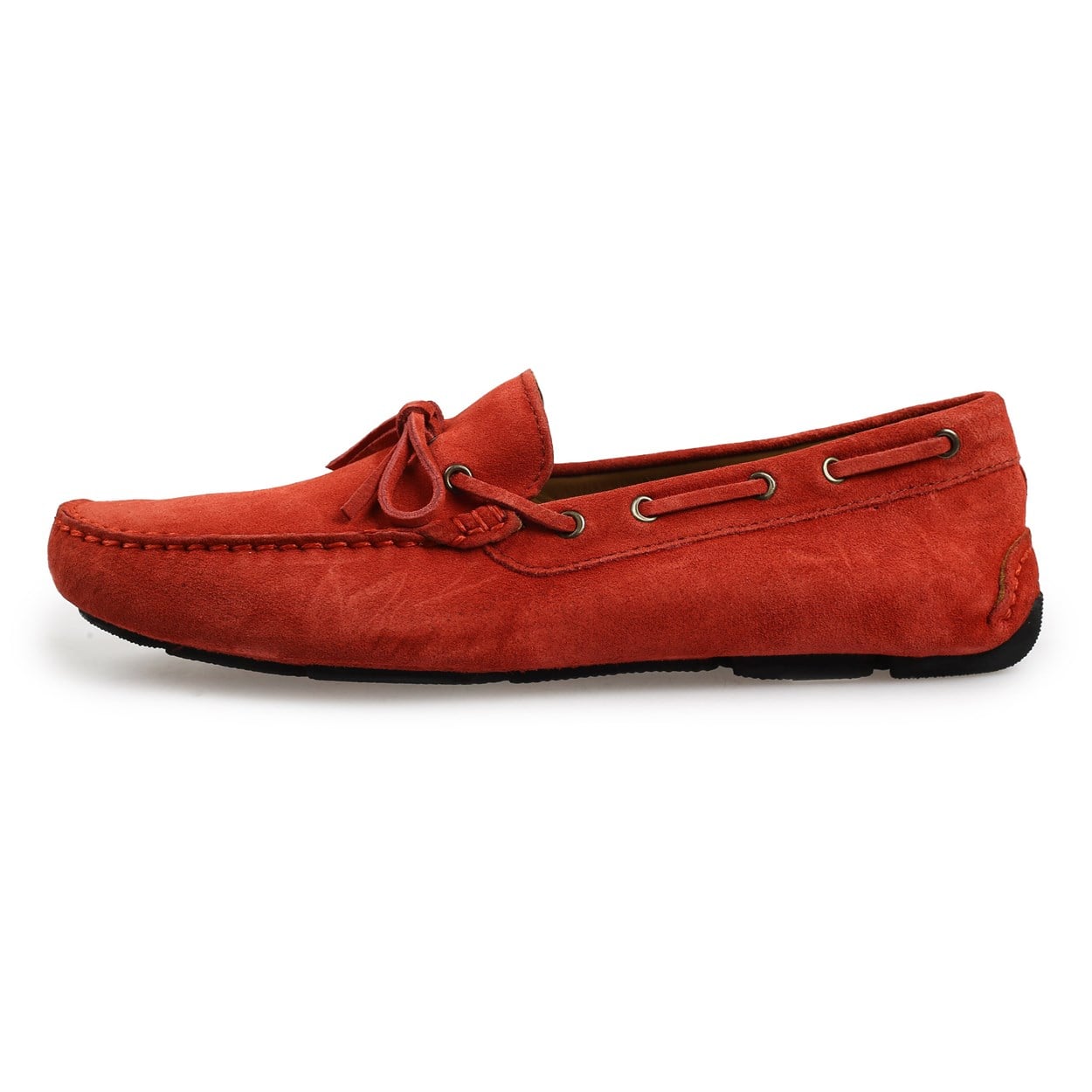 Flower Kırmızı Flower Süet Erkek Loafer Ayakkabı