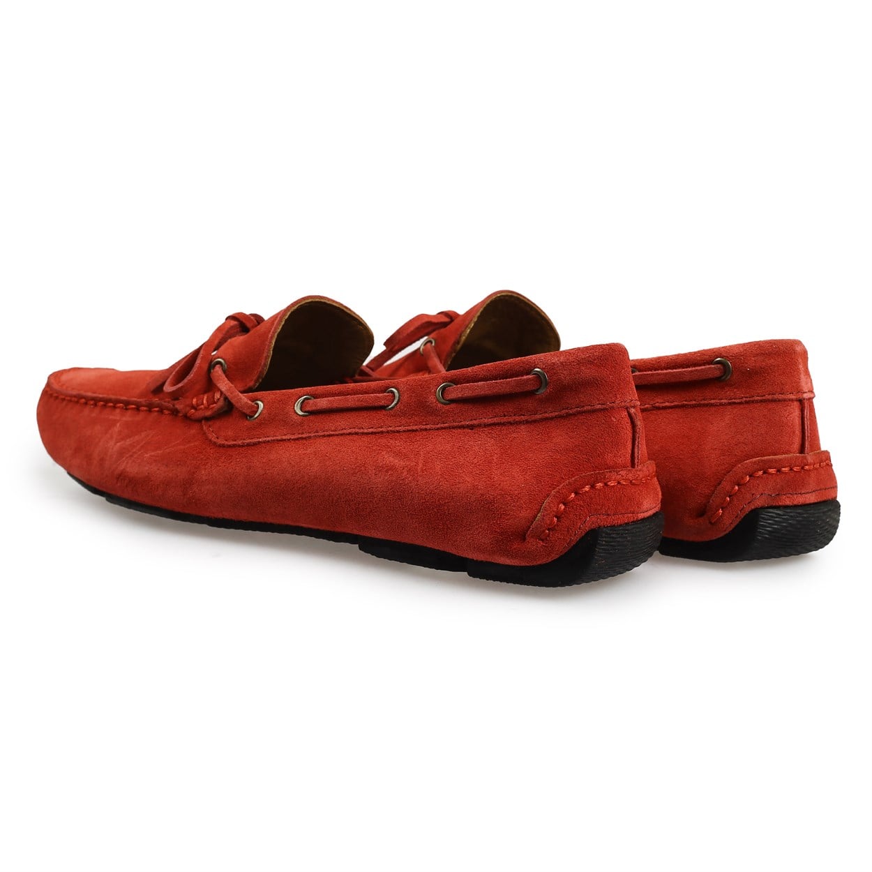Flower Kırmızı Flower Süet Erkek Loafer Ayakkabı