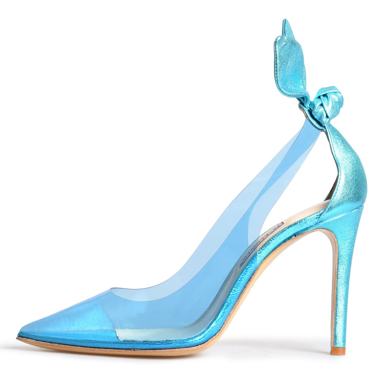 Flower Mavi Flower Şeffaf Fiyonk Detaylı Stiletto