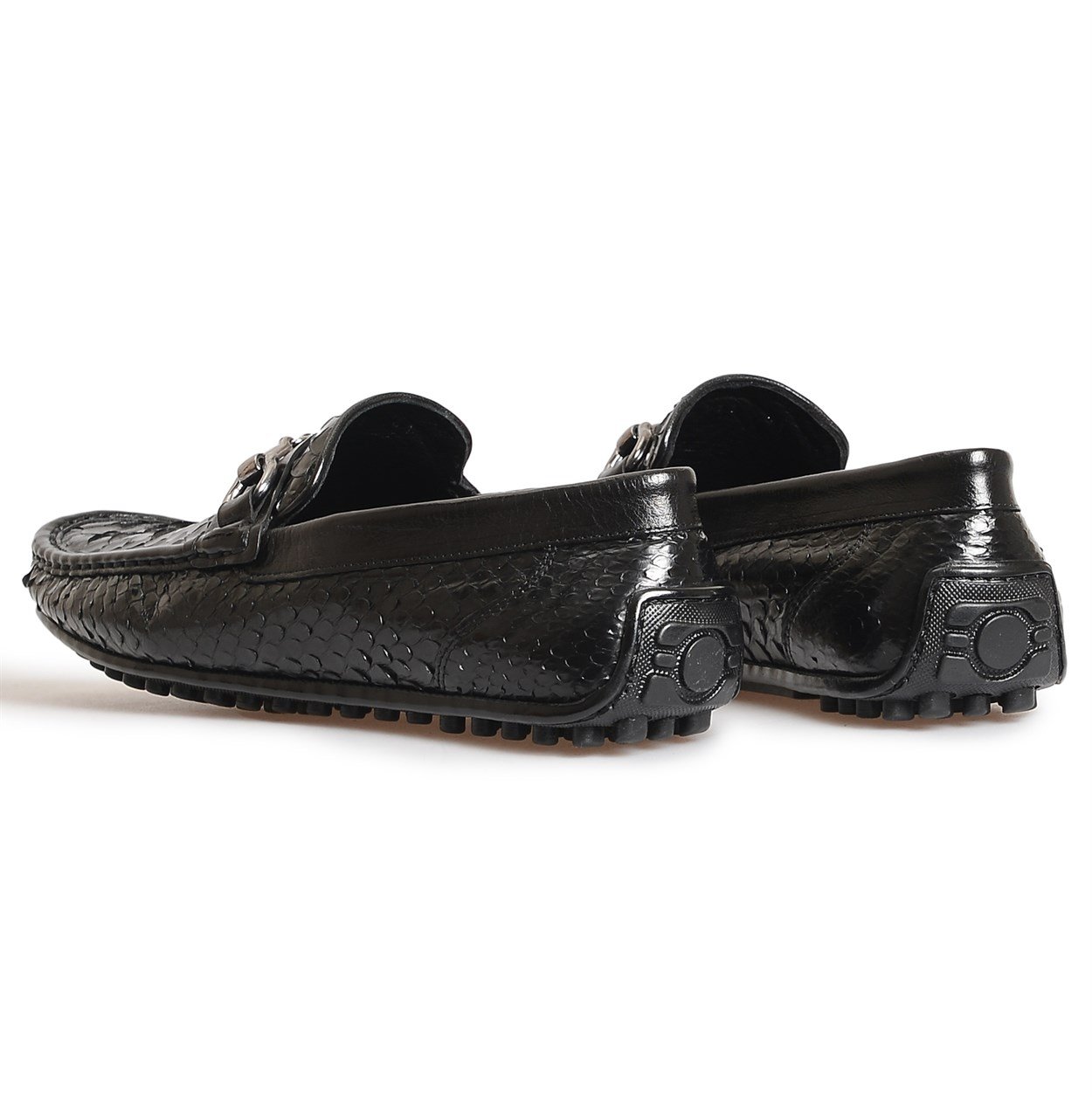 Flower Siyah Flower Piton Erkek Loafer Ayakkabı