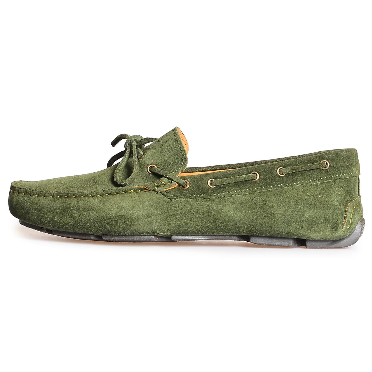 Flower Yesıl Flower Süet Erkek Loafer Ayakkabı