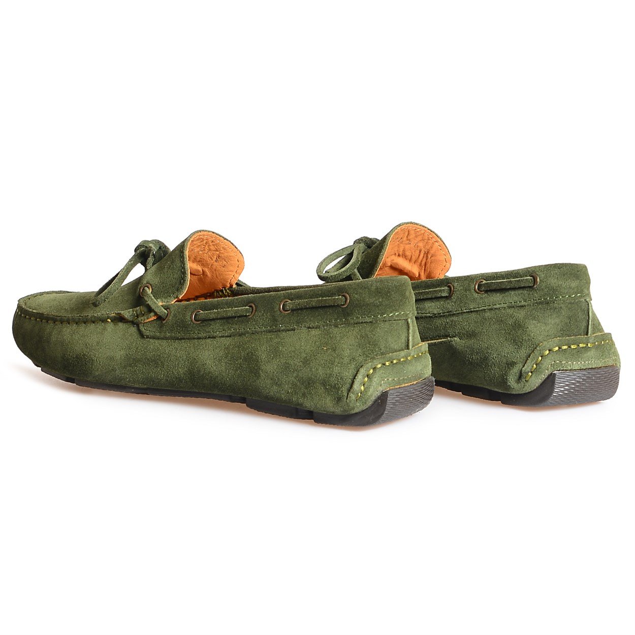 Flower Yesıl Flower Süet Erkek Loafer Ayakkabı