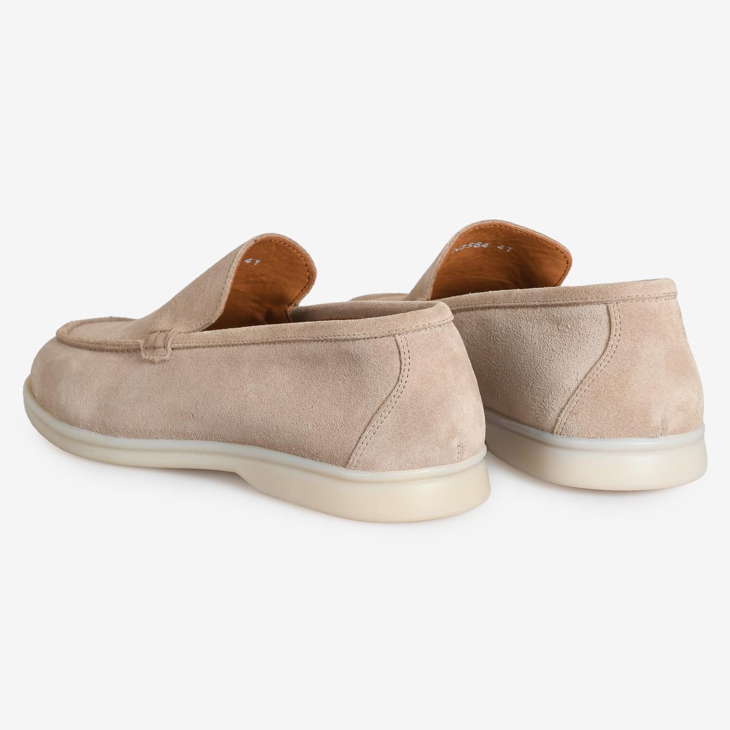 Flower Bej Flower Süet Erkek Loafer