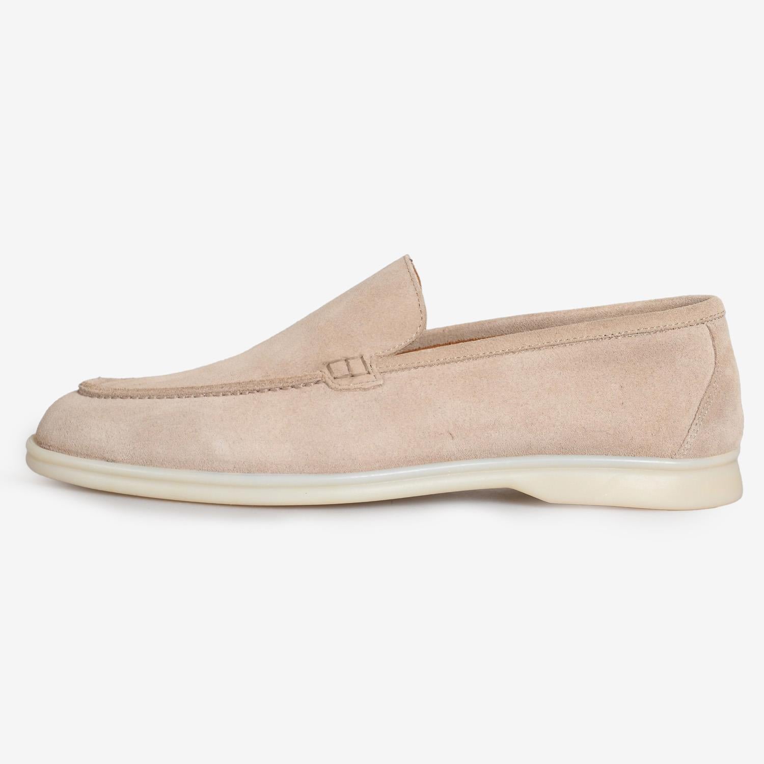 Flower Bej Flower Süet Erkek Loafer