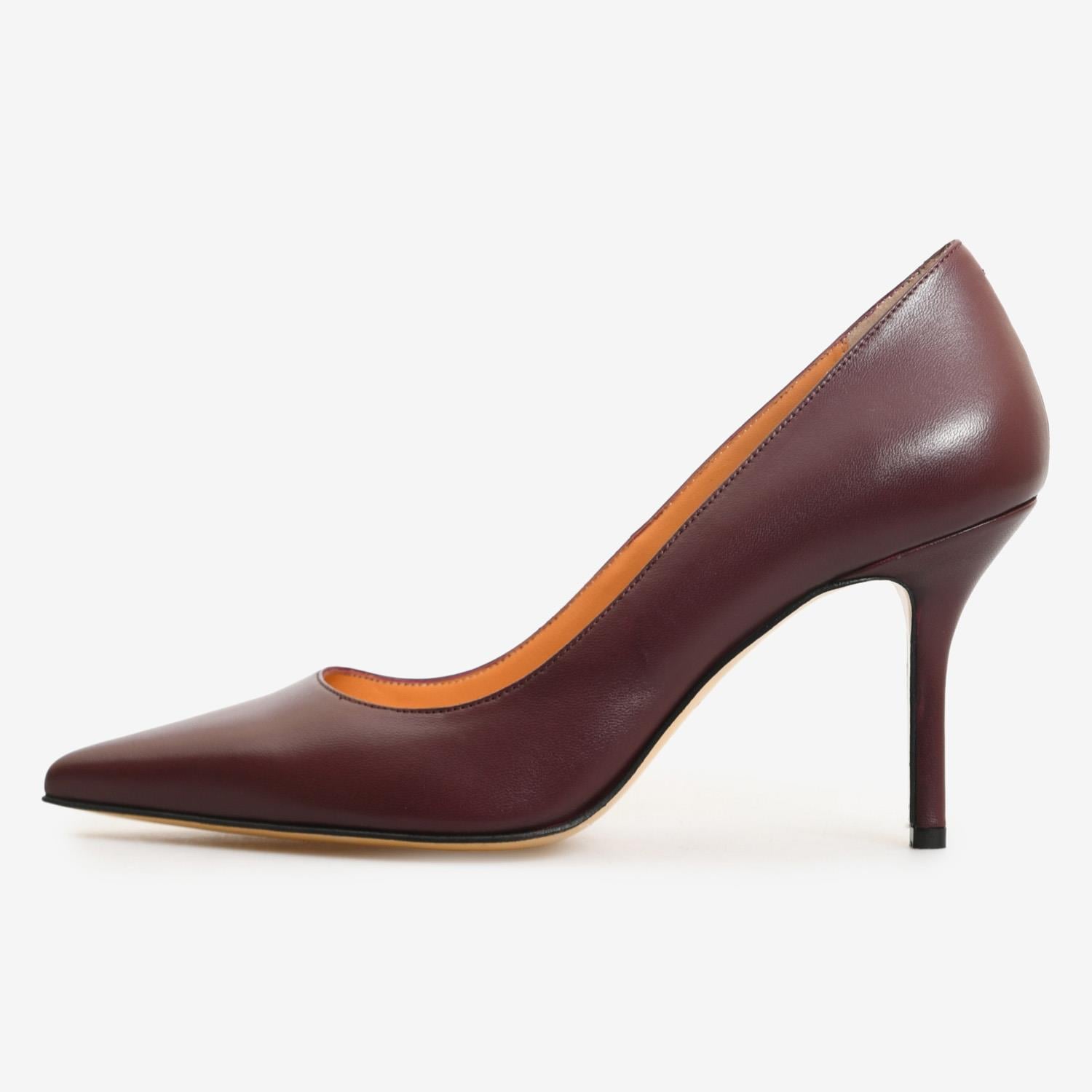 Flower Bordo Flower Deri Kadın Stiletto