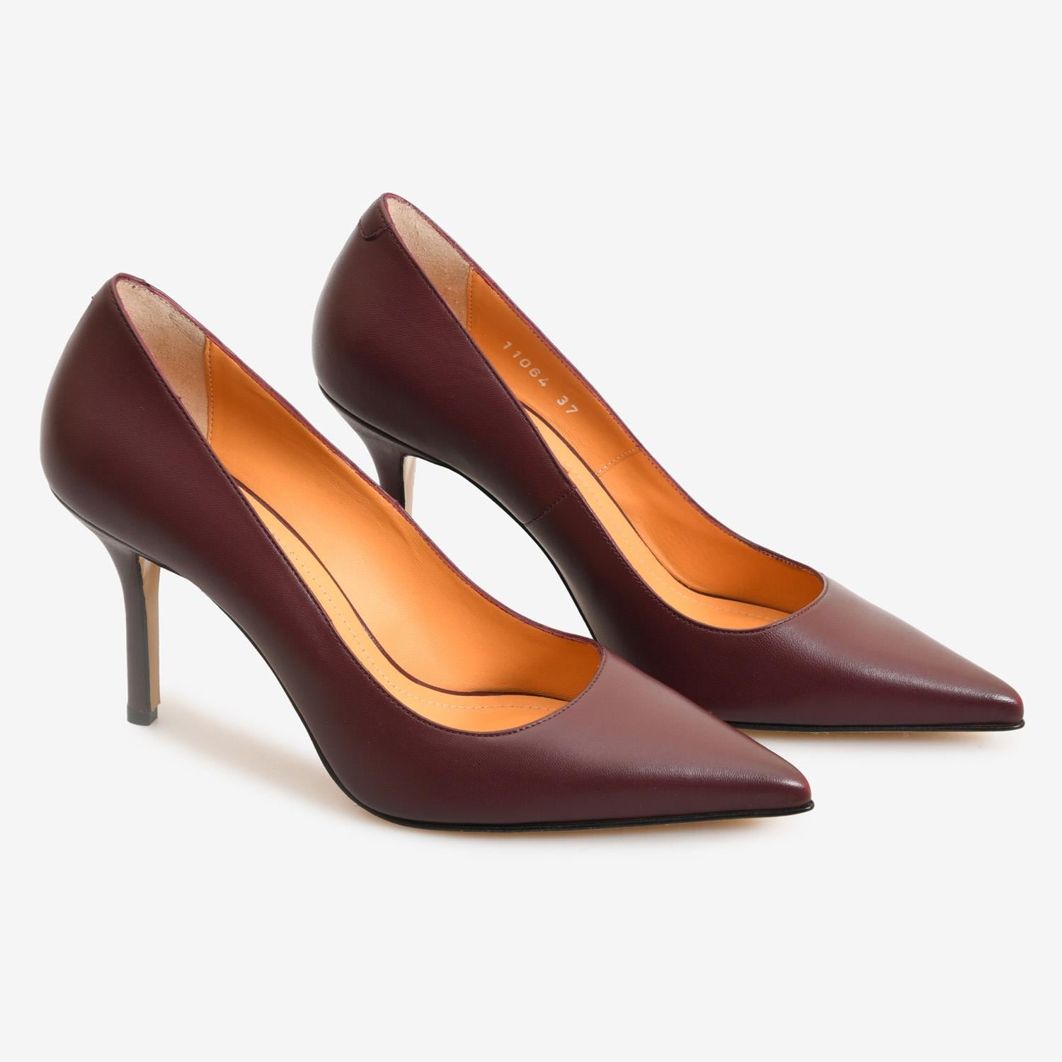 Flower Bordo Flower Deri Kadın Stiletto