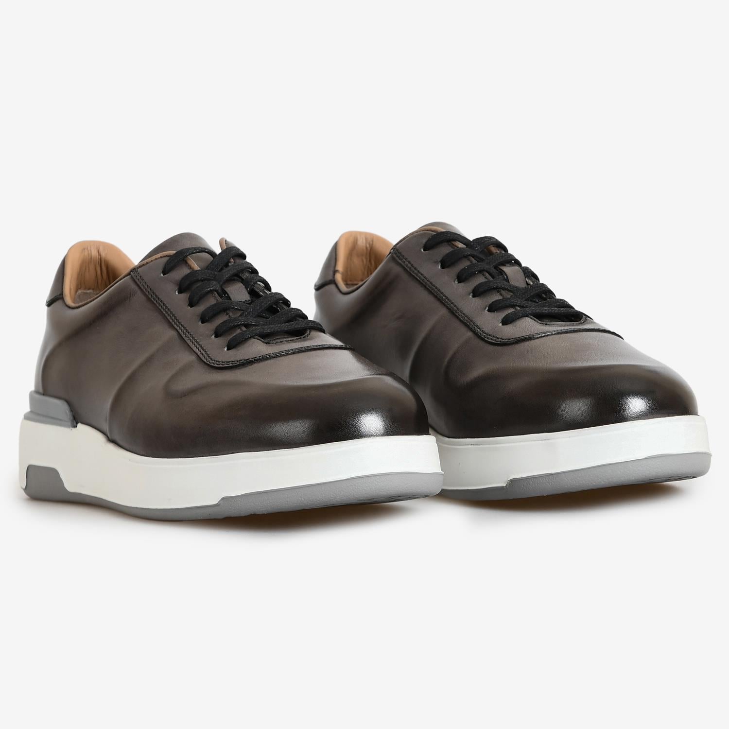 Flower Gri Flower Deri Erkek Sneakers