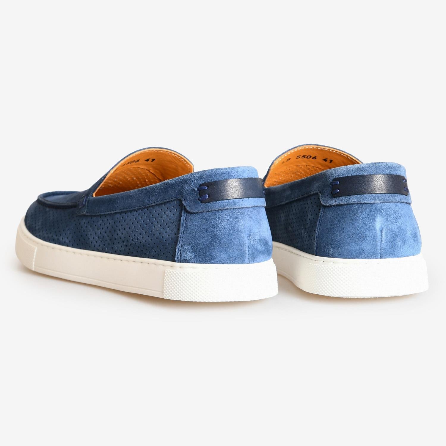 Flower Mavi Flower Süet Erkek Loafer