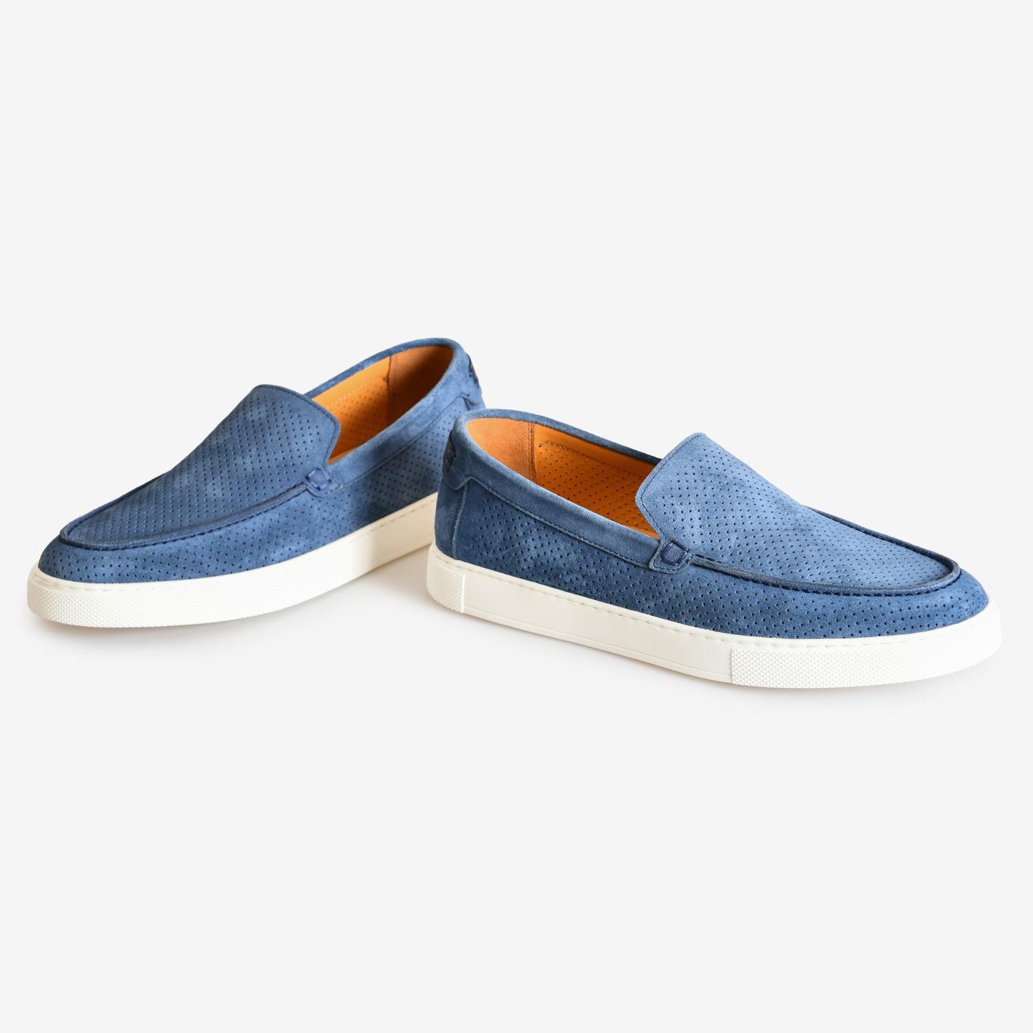 Flower Mavi Flower Süet Erkek Loafer