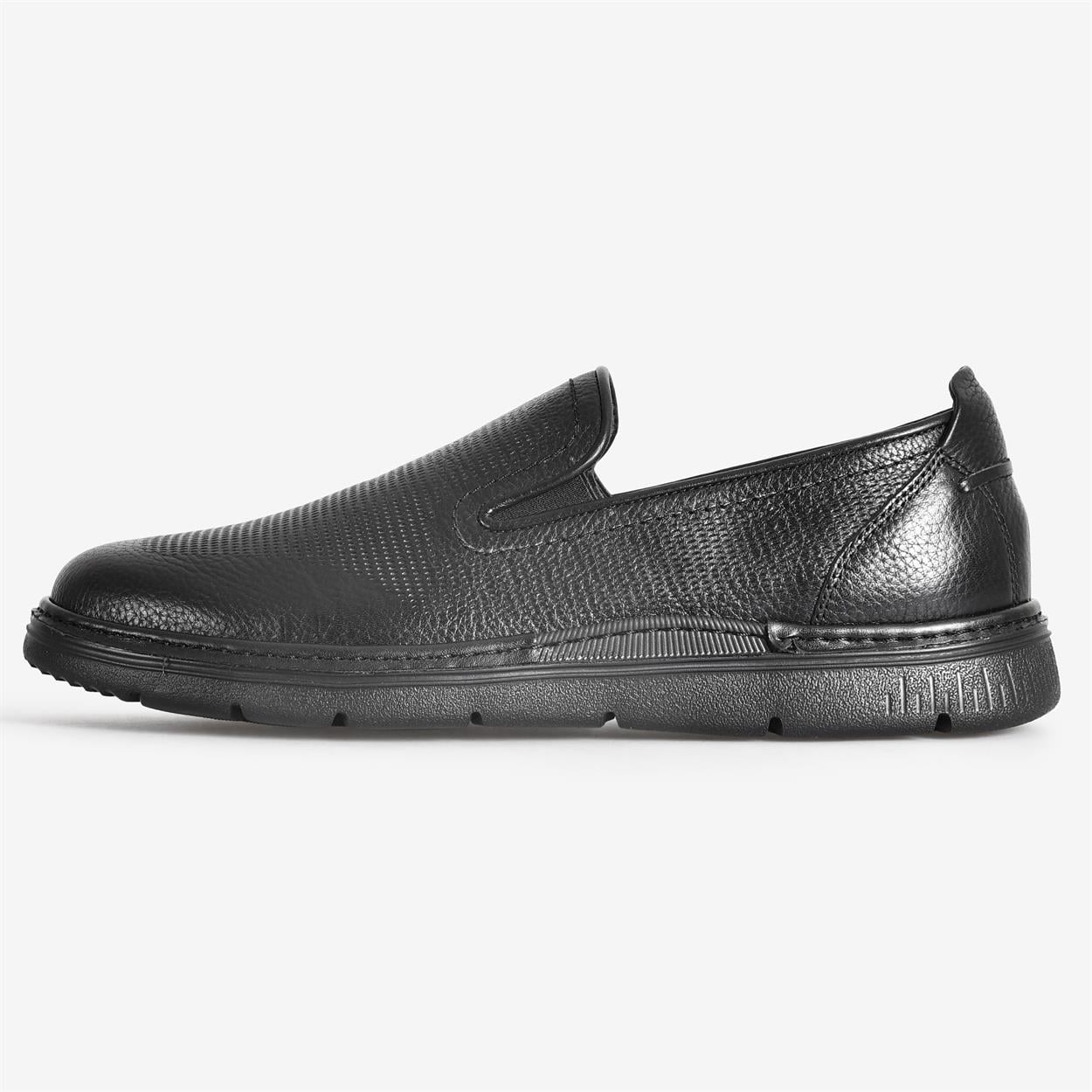 Flower Siyah Flower Deri Erkek Loafer