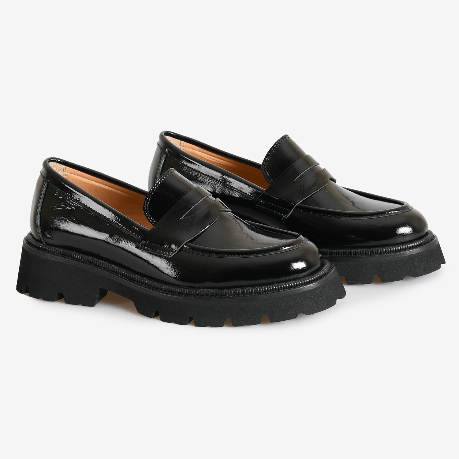 Flower Siyah Flower Deri Kadın Loafer