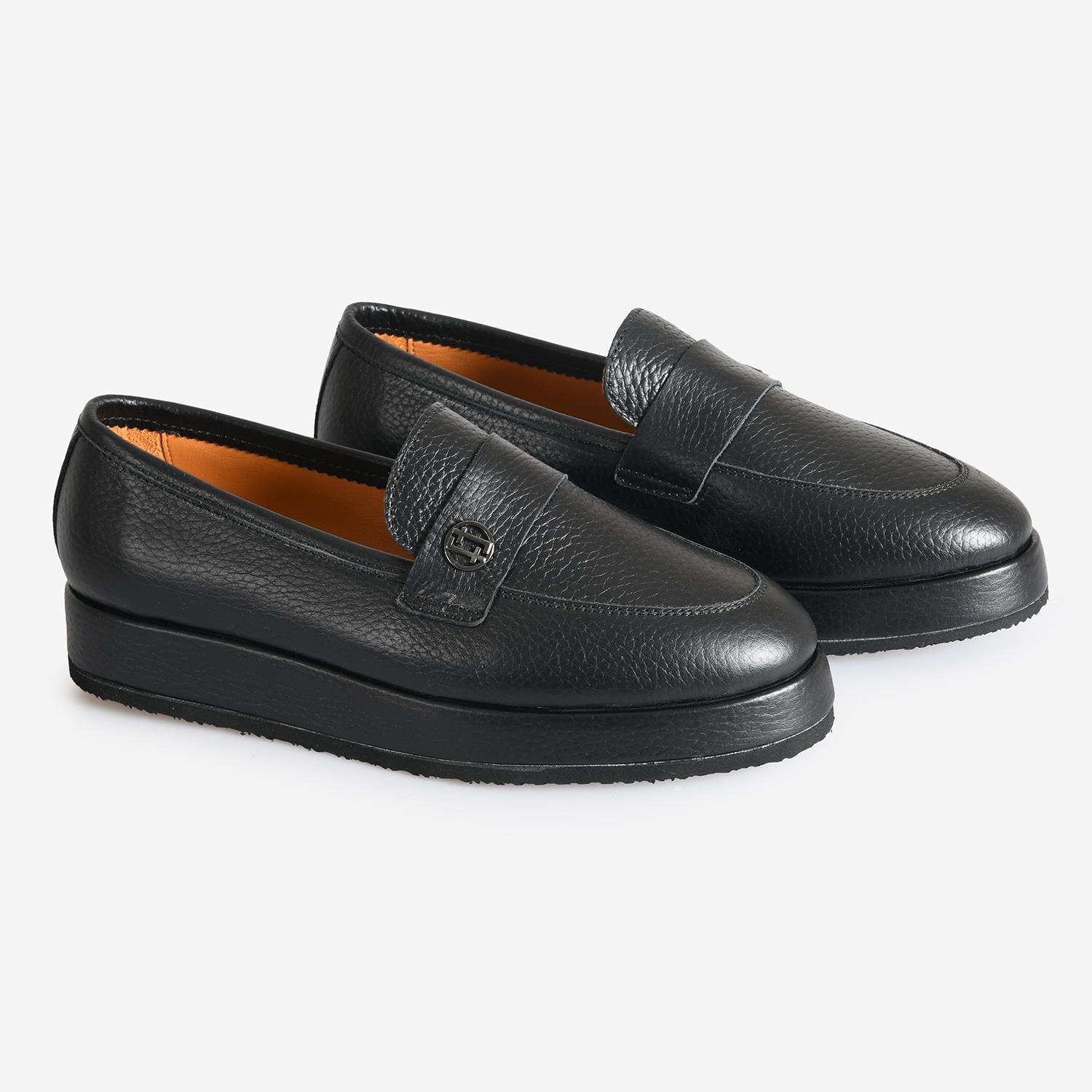 Flower Siyah Flower Deri Kadın Loafer