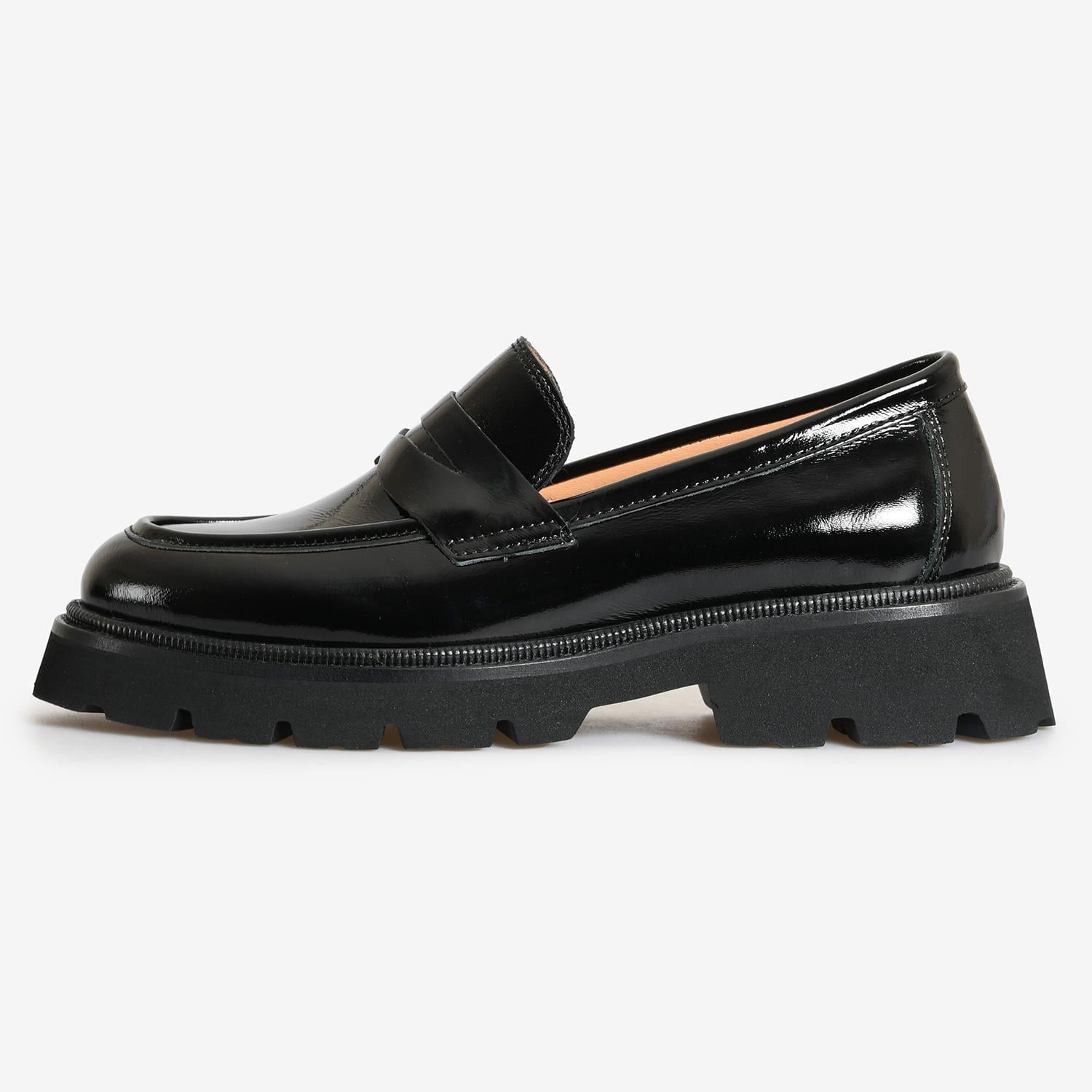 Flower Siyah Flower Deri Kadın Loafer