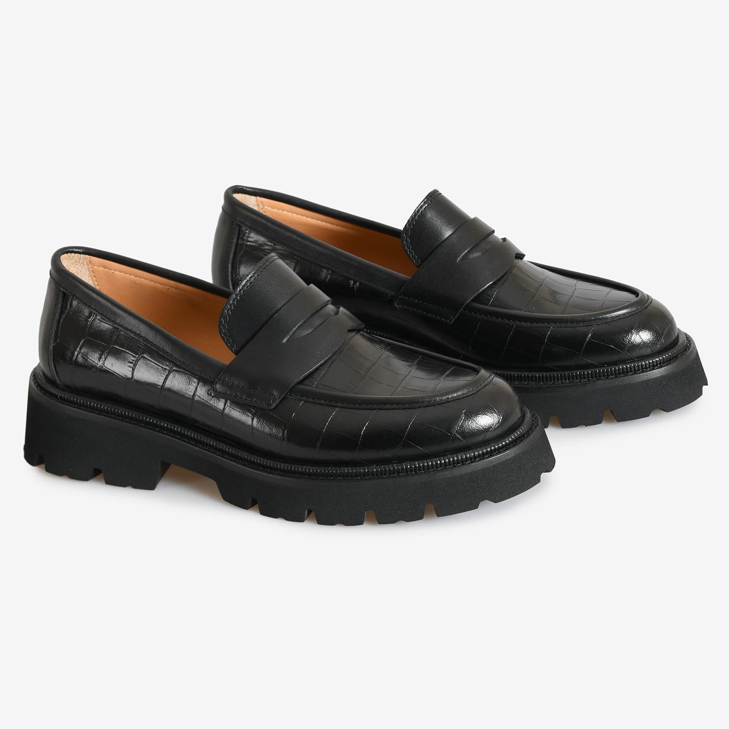Flower Siyah Flower Deri Kadın Loafer