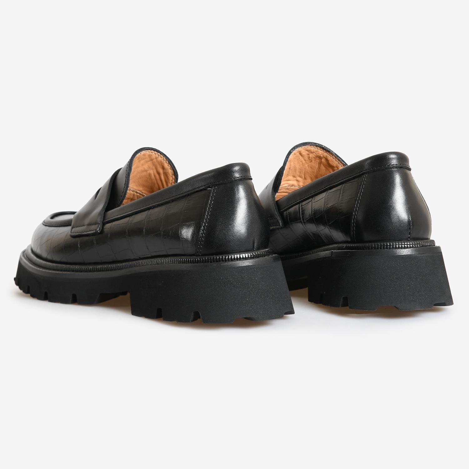 Flower Siyah Flower Deri Kadın Loafer