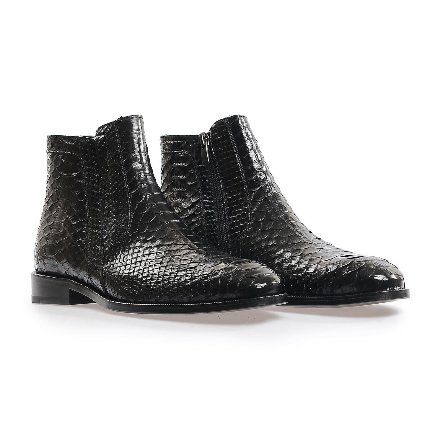 Flower Siyah Flower Piton Deri Erkek Bot