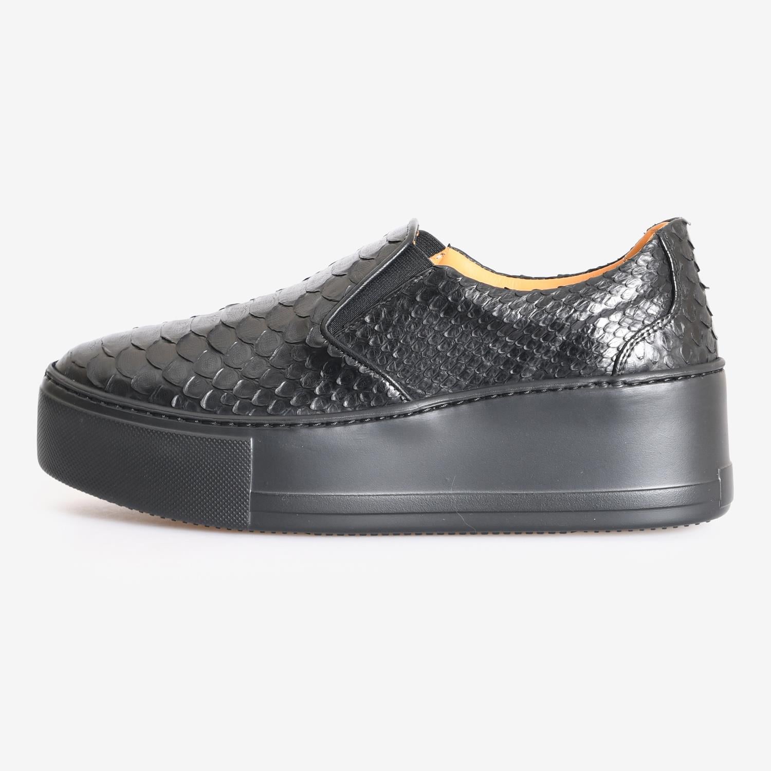 Flower Siyah Flower Piton Deri Kadın Sneaker