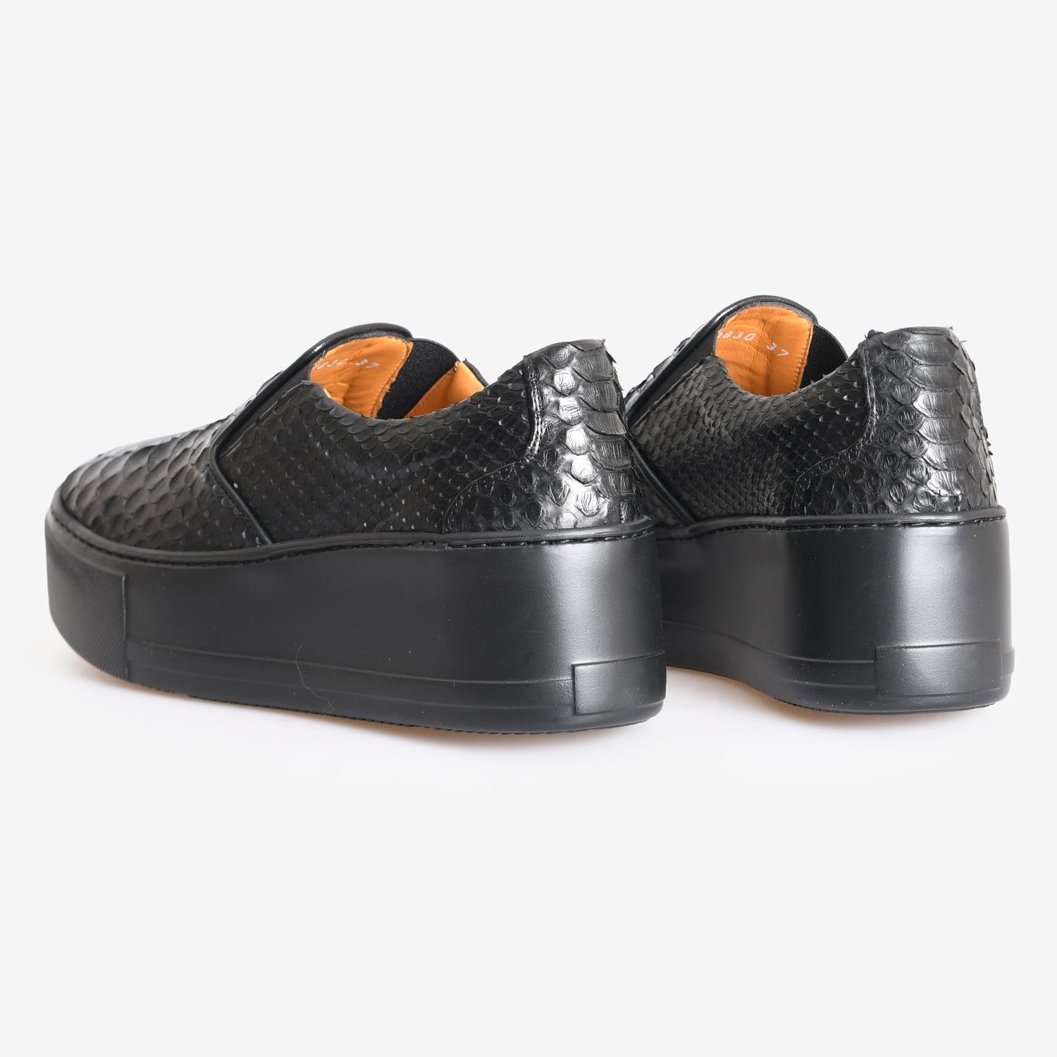 Flower Siyah Flower Piton Deri Kadın Sneaker
