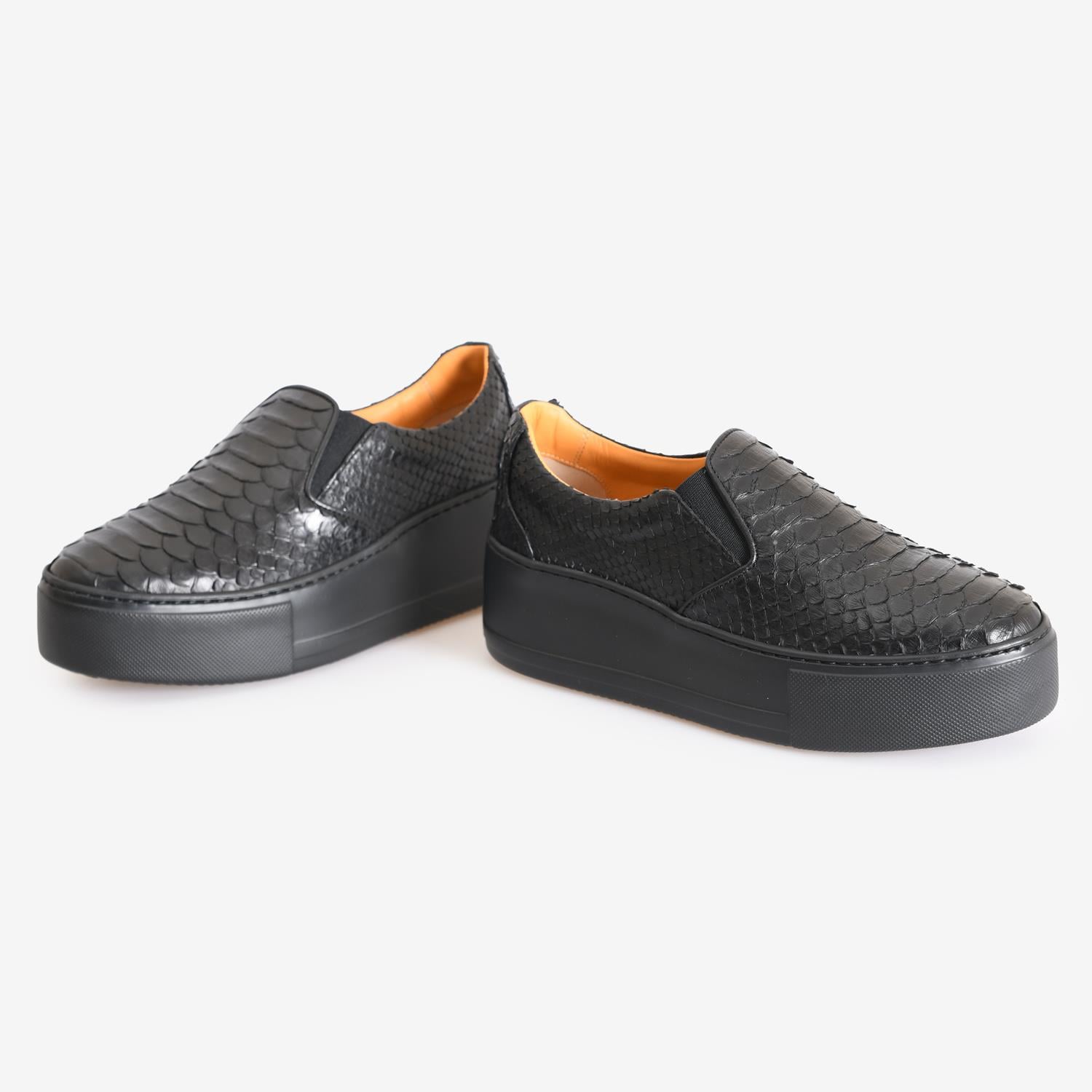 Flower Siyah Flower Piton Deri Kadın Sneaker