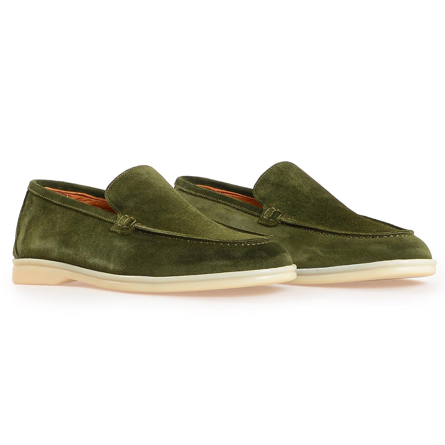 Flower Yesıl Flower Süet Erkek Loafer