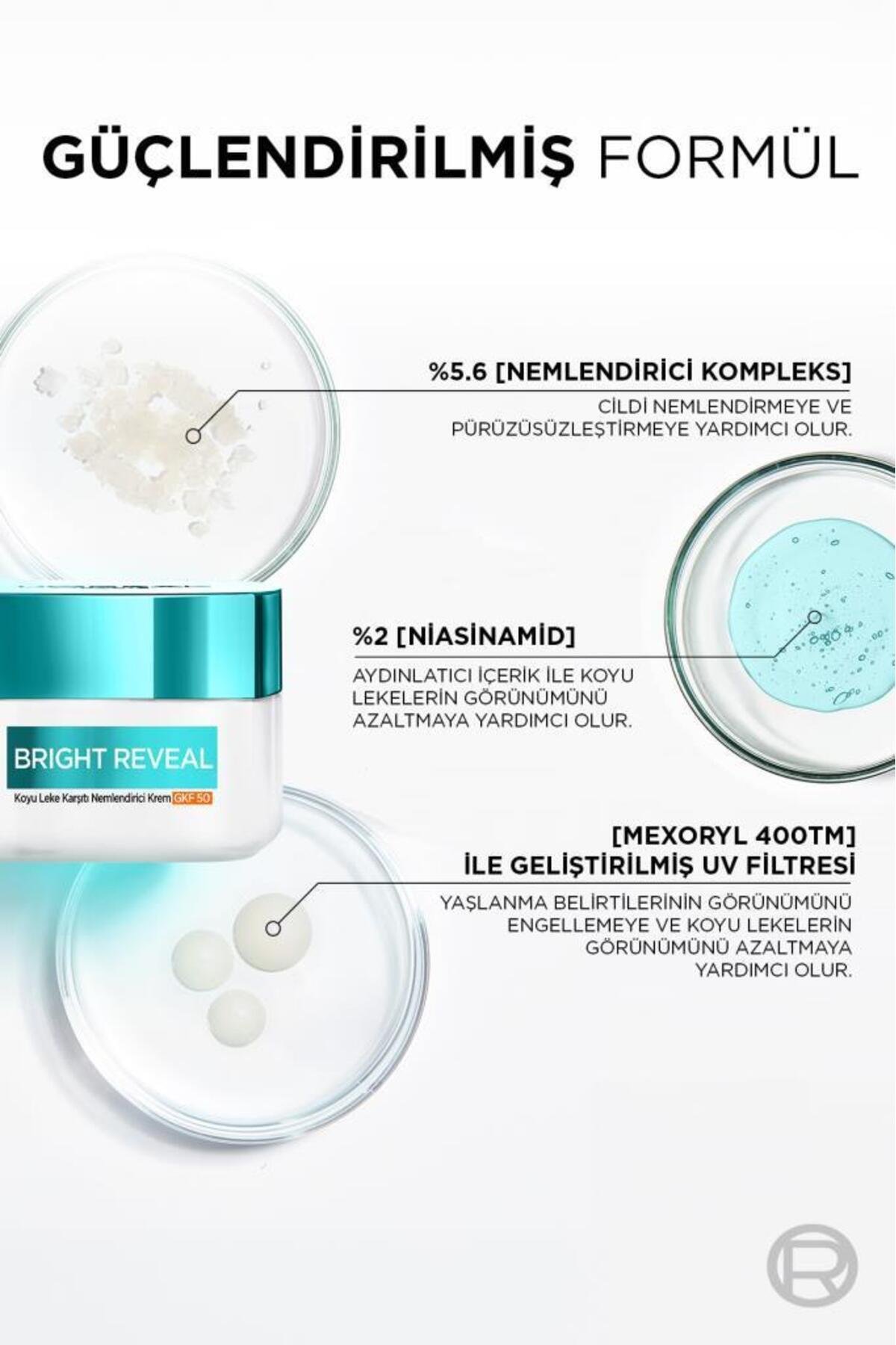 Bright Reveal Koyu Leke Karşıtı, Cilt Tonu Eşitleyici Spf50 Nemlendirici Krem Niasinamid 50ml